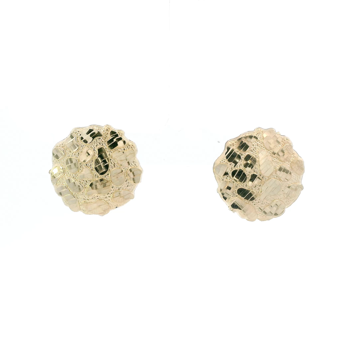 10K Yellow Gold Round Nugget Stud Earrings
