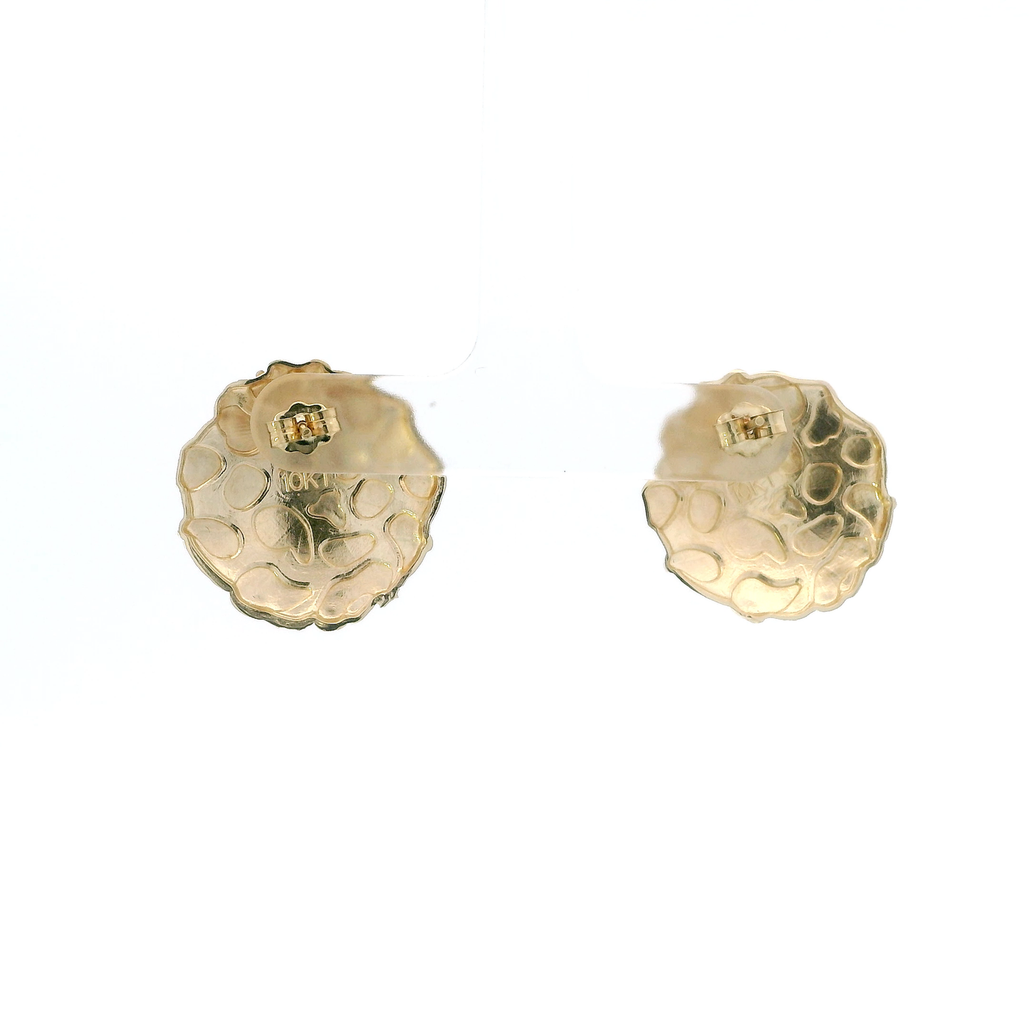 10K Yellow Gold Round Nugget Stud Earrings