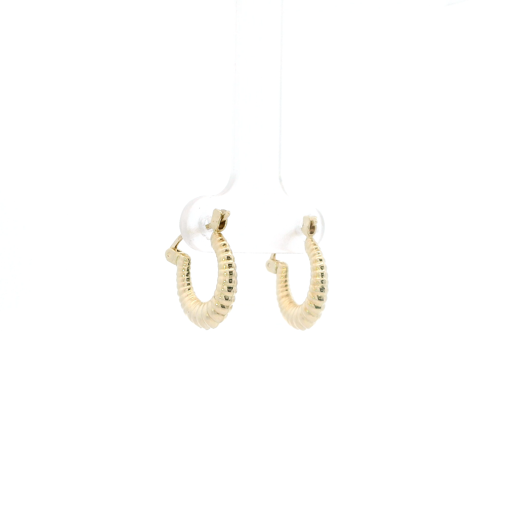 14K Yellow Gold Scalloped Hoop Earrings