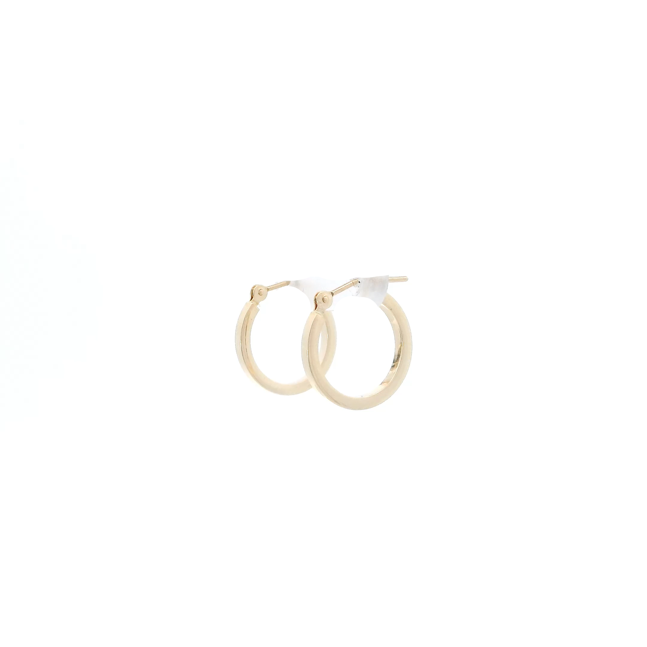 14K Yellow Gold Squared Tube Hoop Earrings