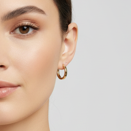 14K Yellow Gold Squared Tube Hoop Earrings