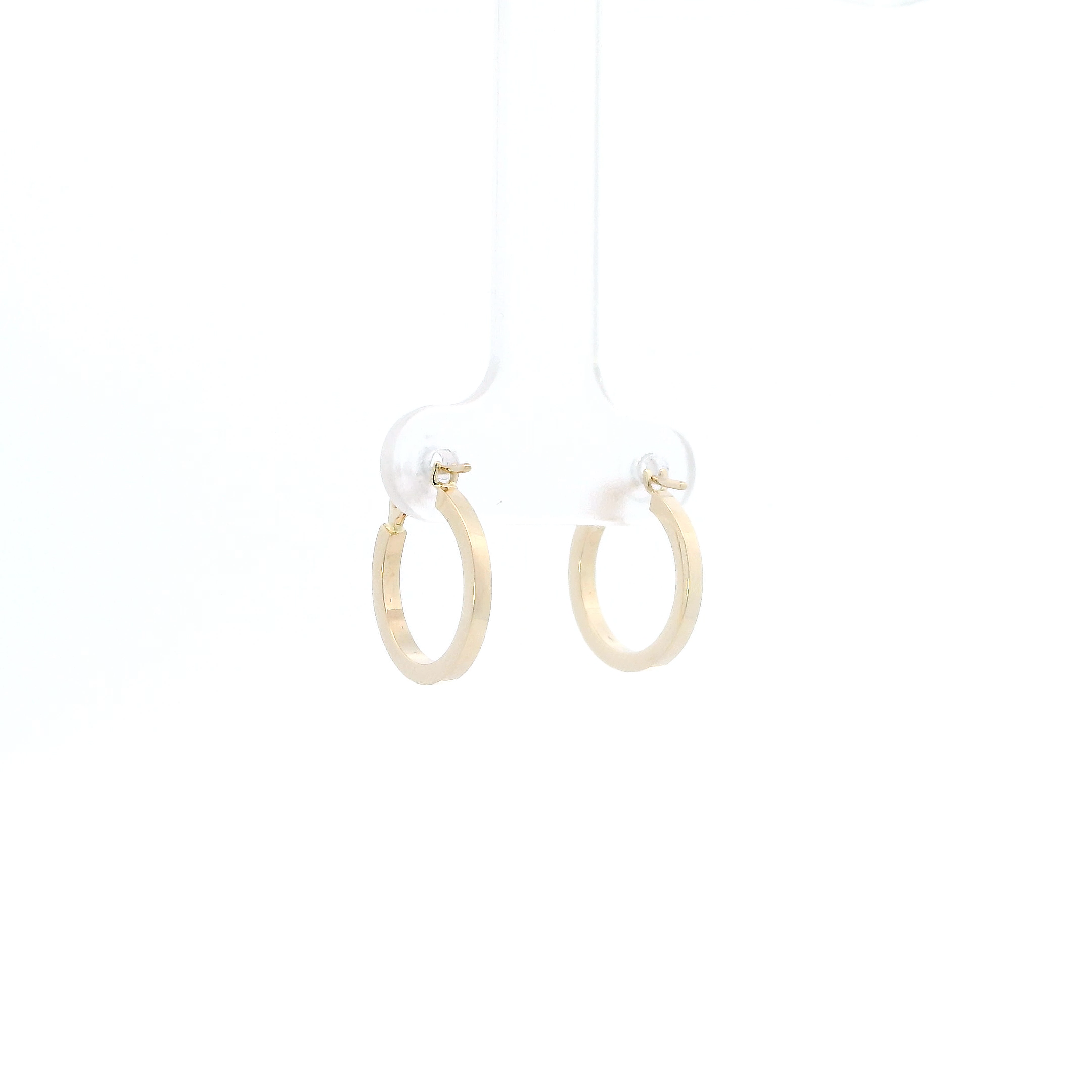 14K Yellow Gold Squared Tube Hoop Earrings