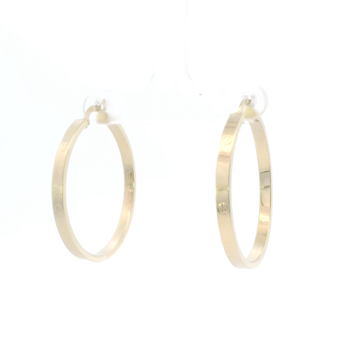 14K Yellow Screwdriver Design Hoop Earrings