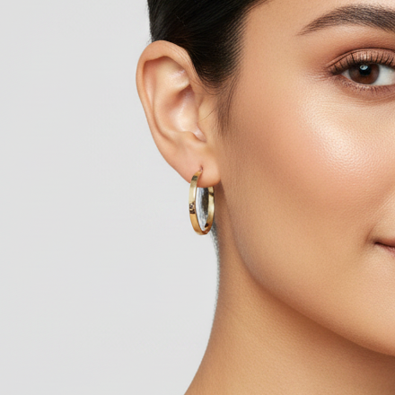 14K Yellow Screwdriver Design Hoop Earrings