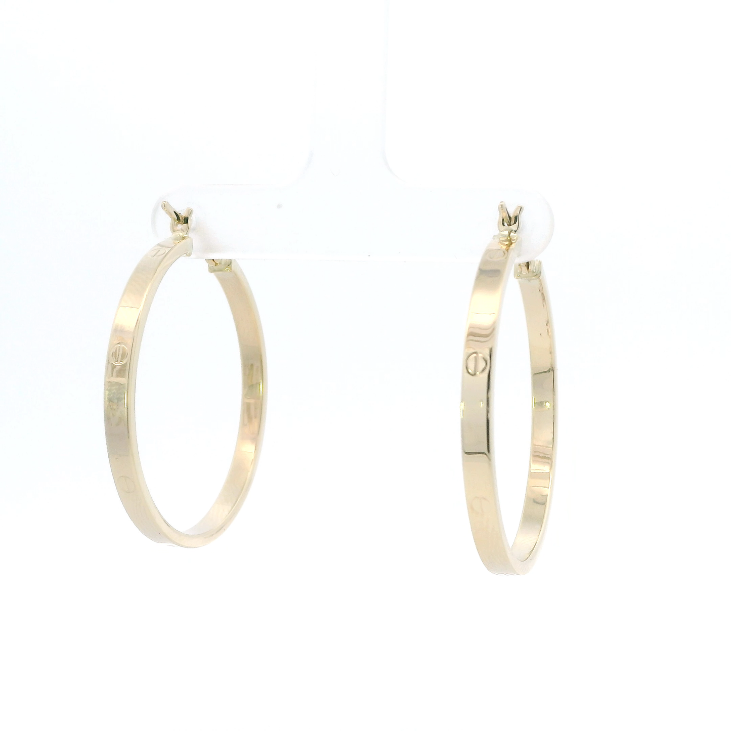 14K Yellow Screwdriver Design Hoop Earrings