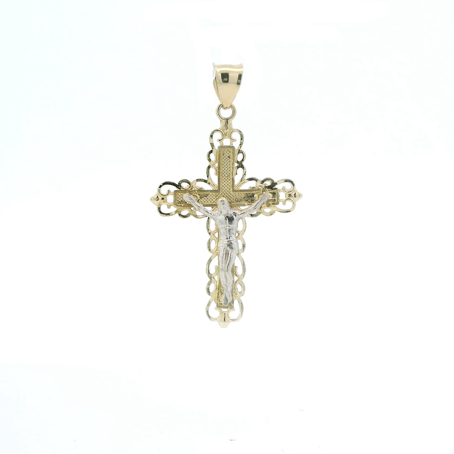 14K Yellow & White Gold Religious Crucifix Pendant