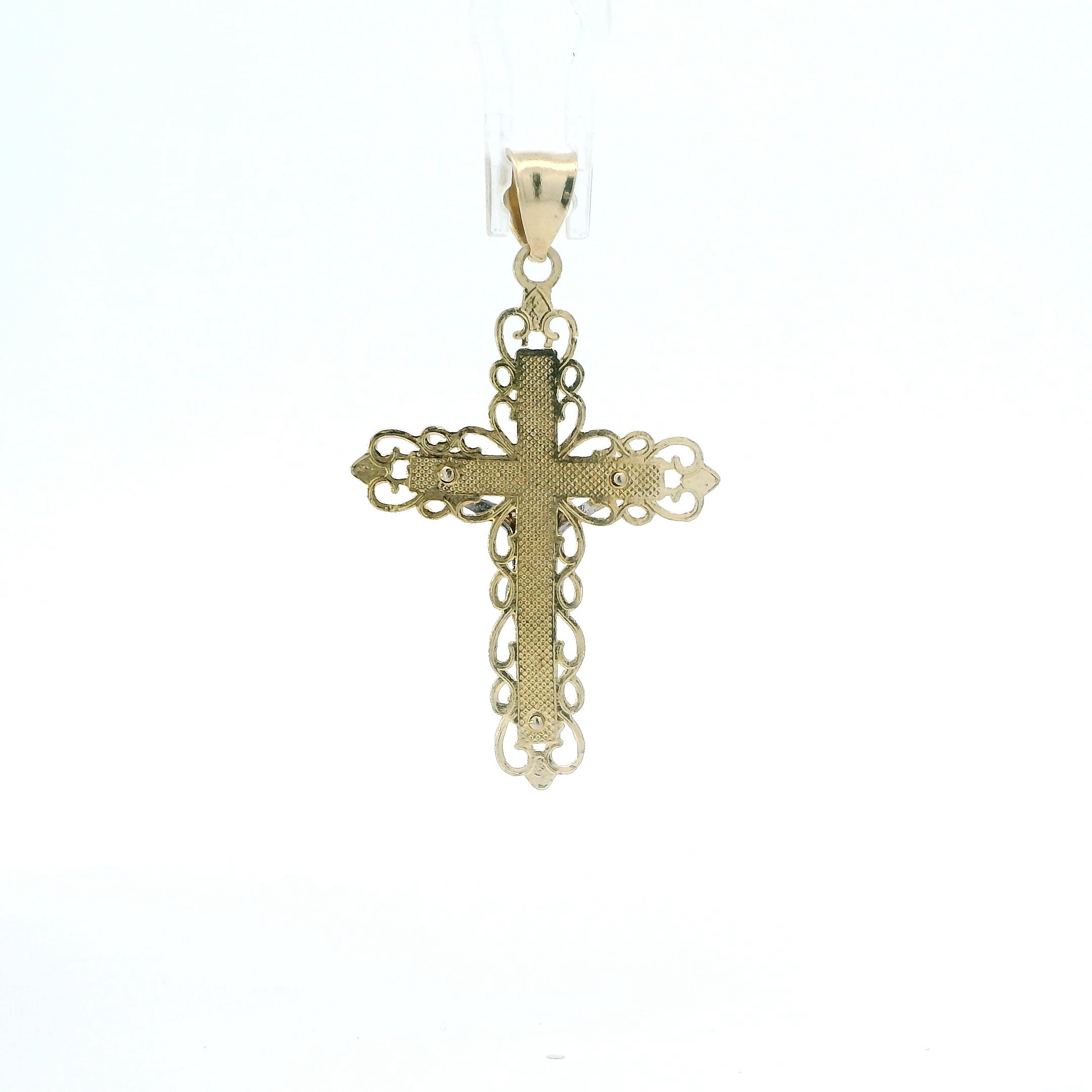 14K Yellow & White Gold Religious Crucifix Pendant