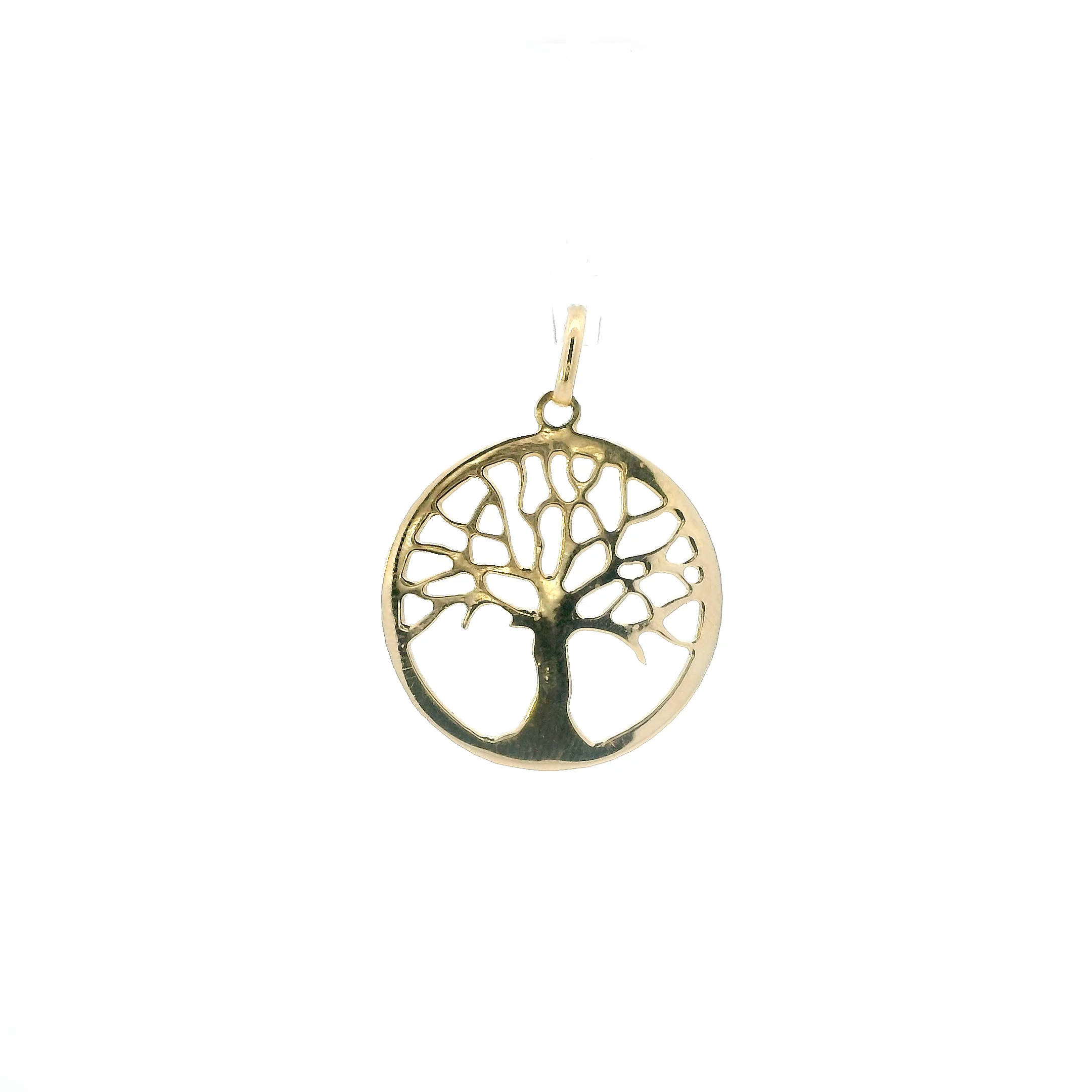 18K Yellow Gold Round Tree Of Life Pendant
