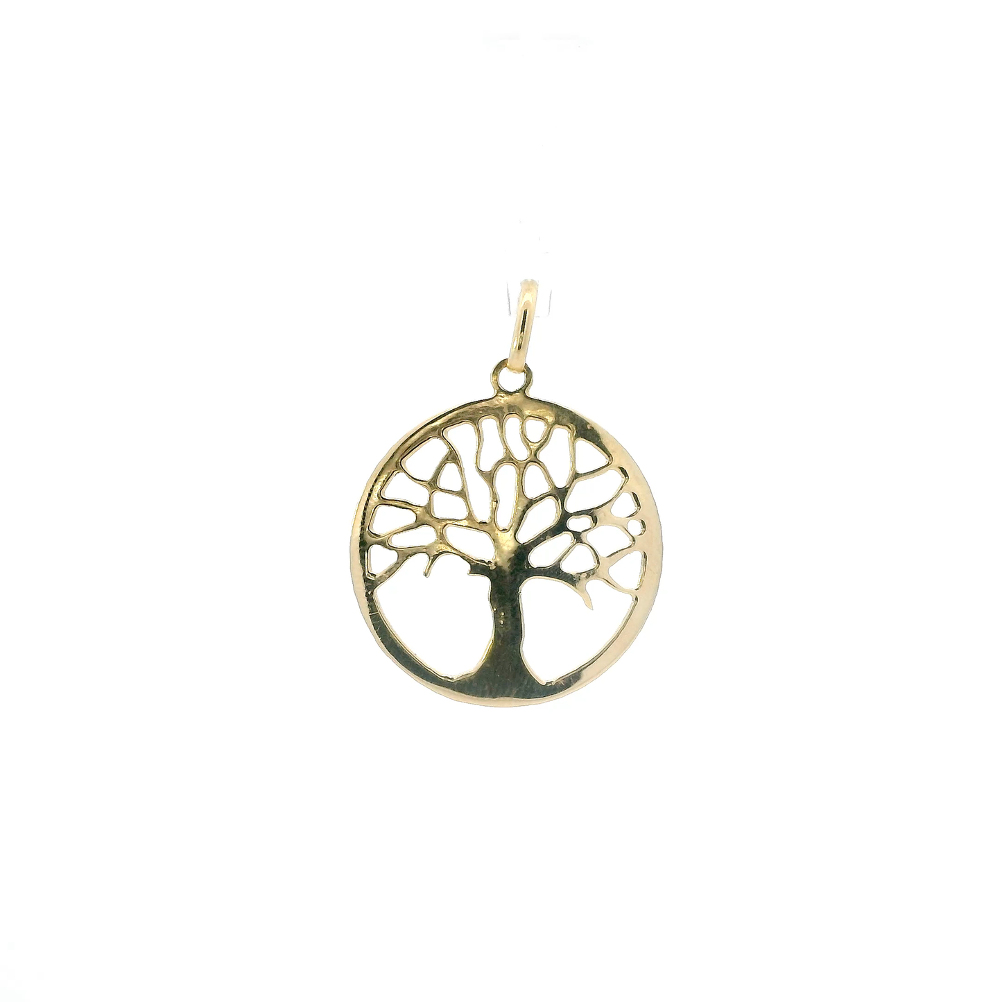 18K Yellow Gold Round Tree Of Life Pendant