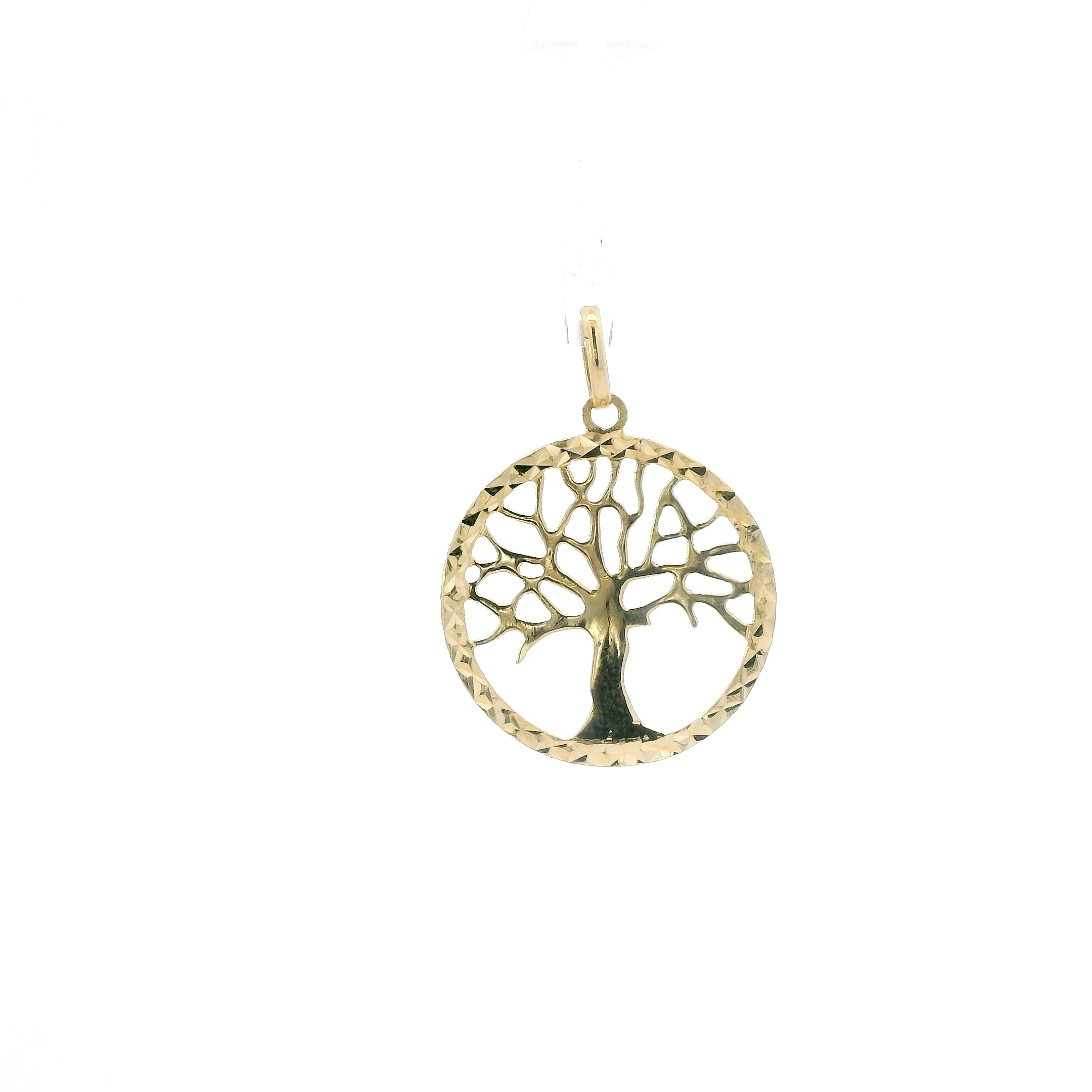 18K Yellow Gold Round Tree Of Life Pendant