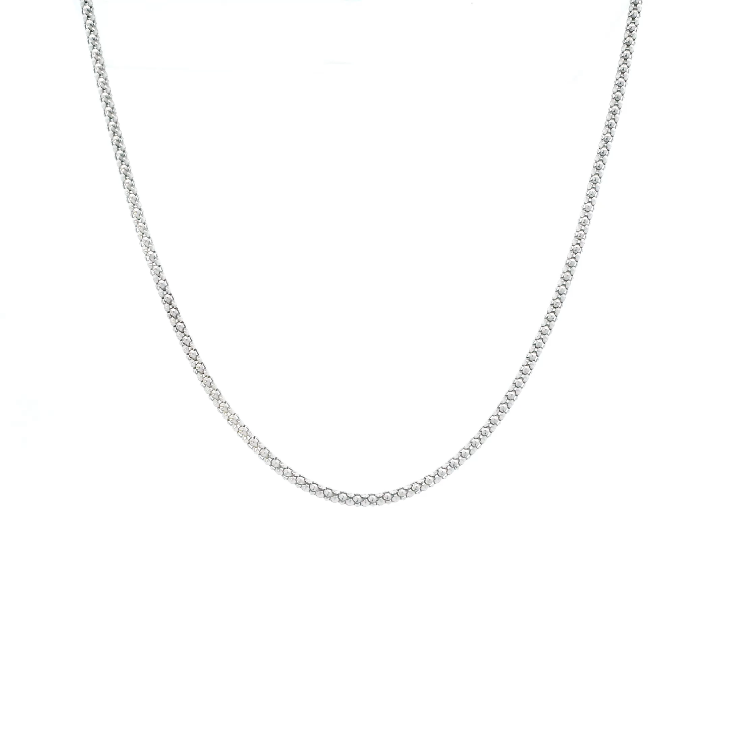 14K White Gold 19.5" Popcorn Chain