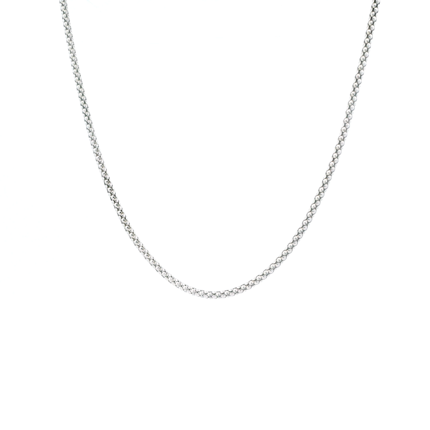 14K White Gold 19.5" Popcorn Chain