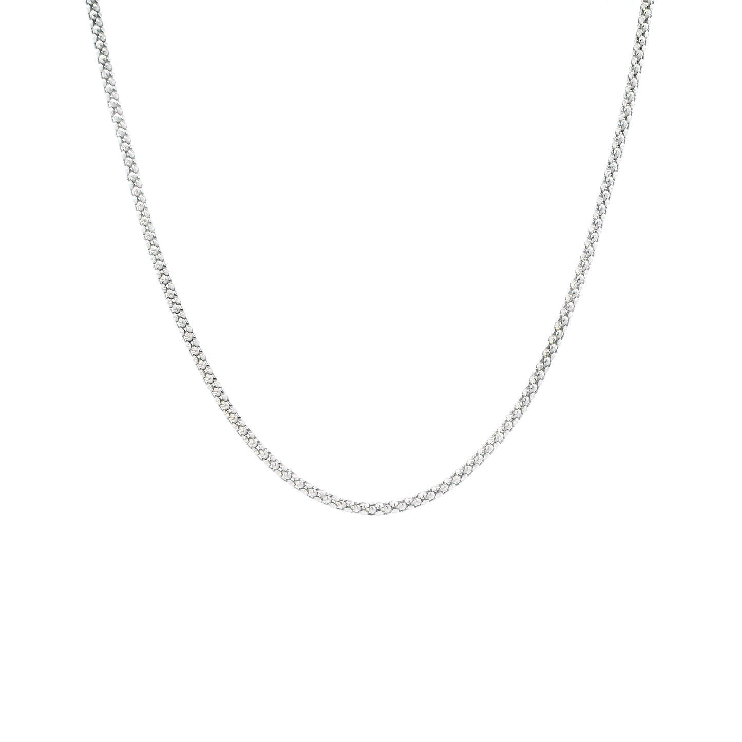 14K White Gold 19.5" Popcorn Chain