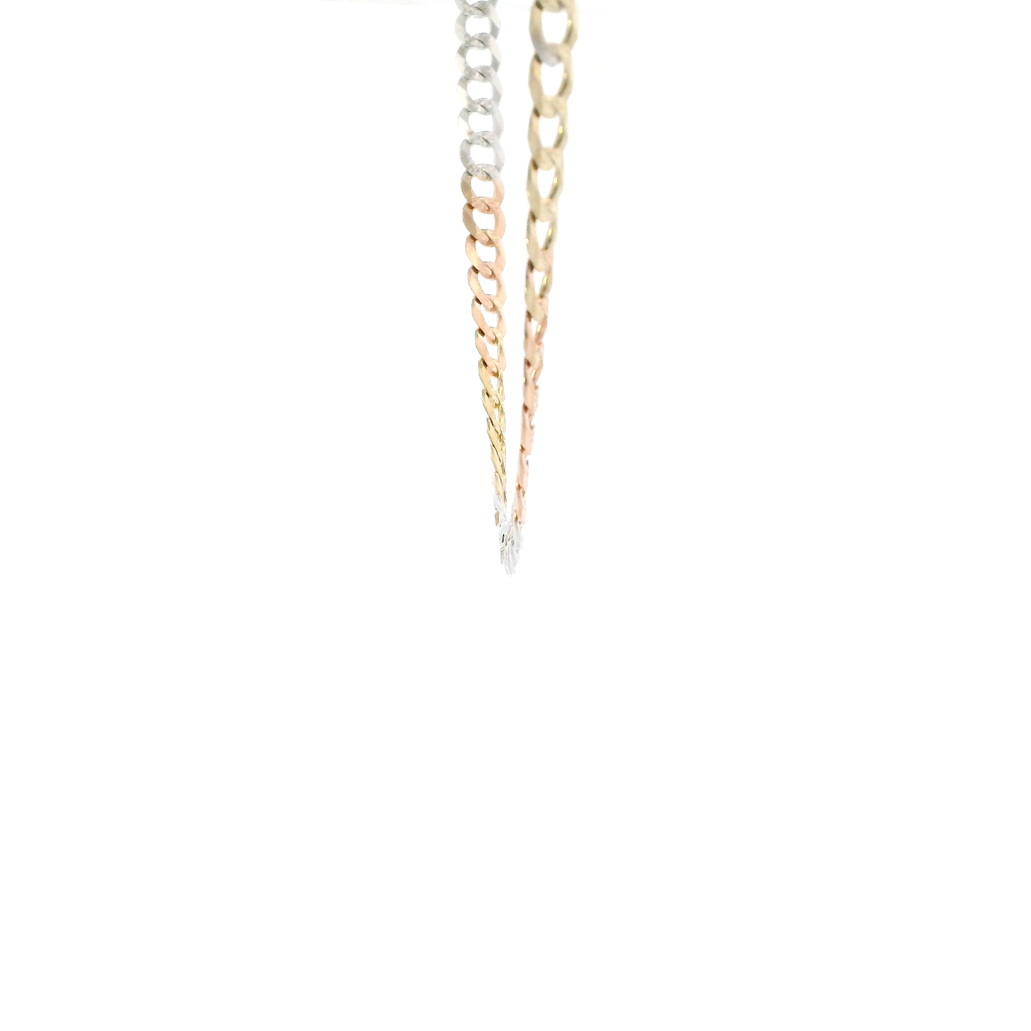 10K Tri Color Gold 20" Diamond Cut Curb Chain