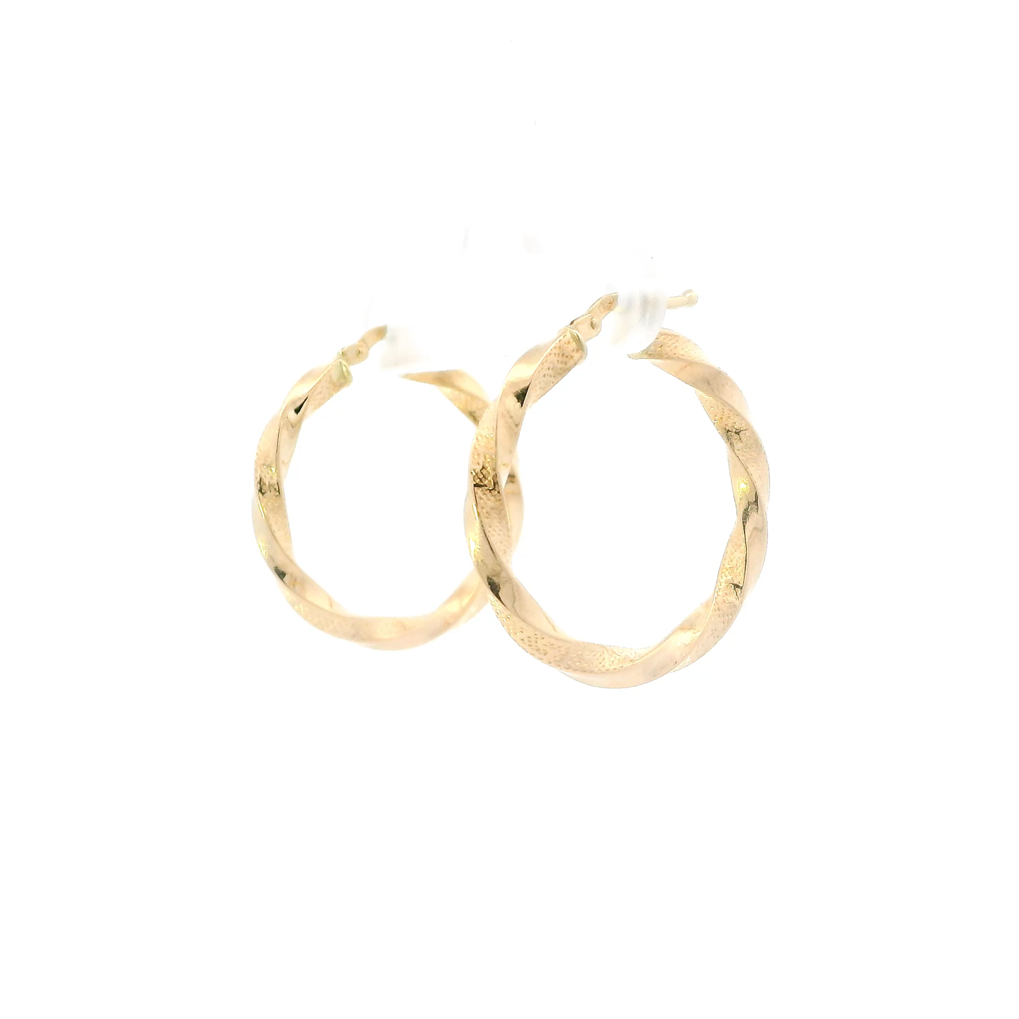 18K Yellow Gold Greek Key Twisted Hoop Earrings