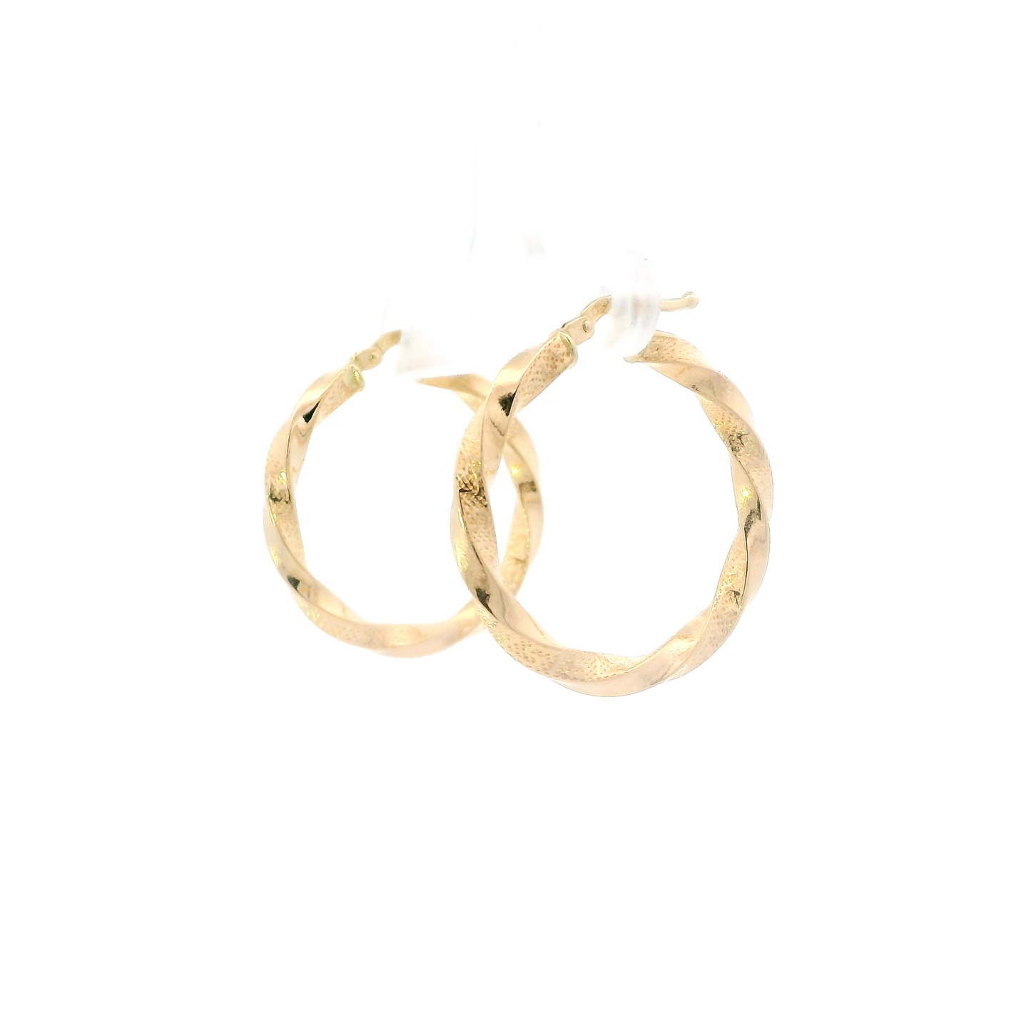 18K Yellow Gold Greek Key Twisted Hoop Earrings