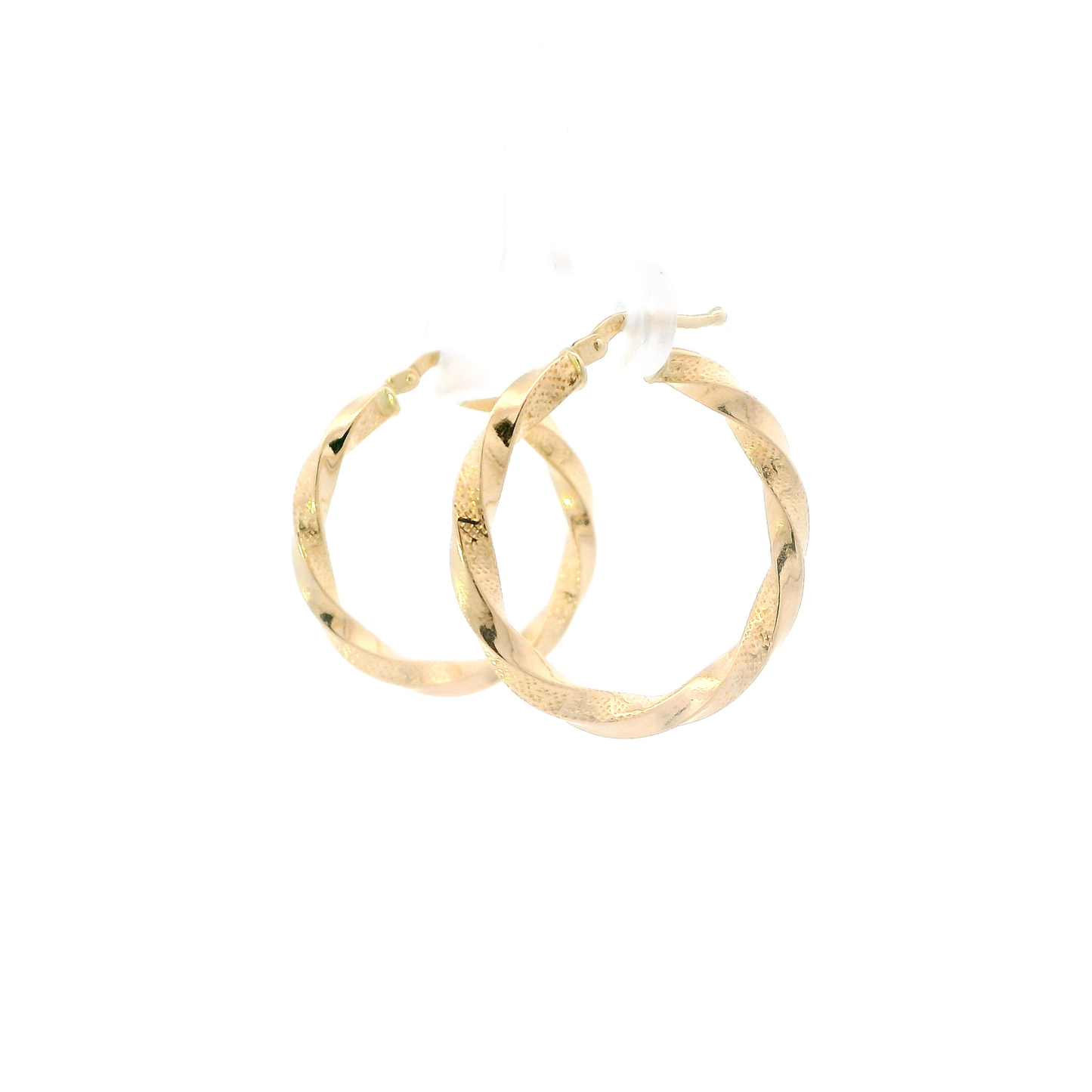 18K Yellow Gold Greek Key Twisted Hoop Earrings