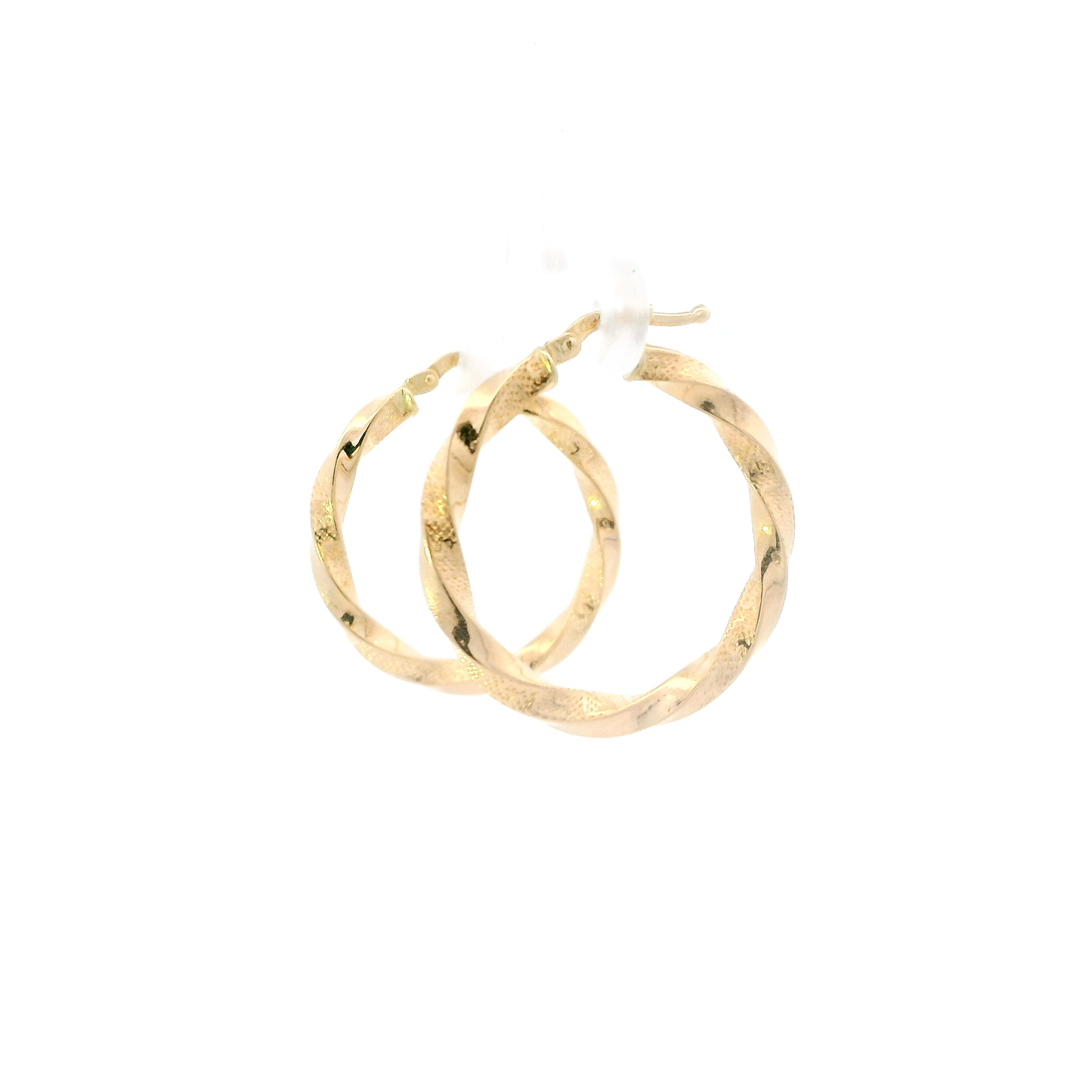 18K Yellow Gold Greek Key Twisted Hoop Earrings