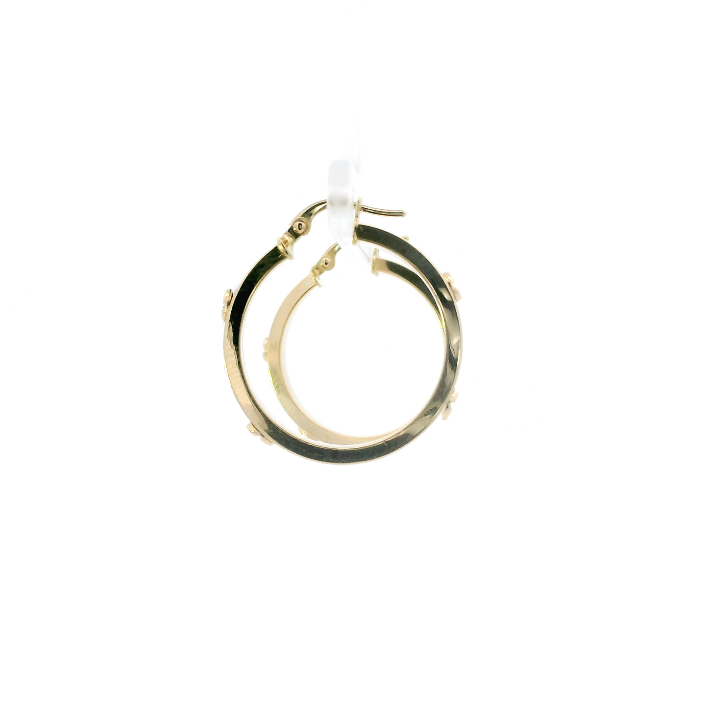 18K Yellow Gold Screw Design Hoop Earrings