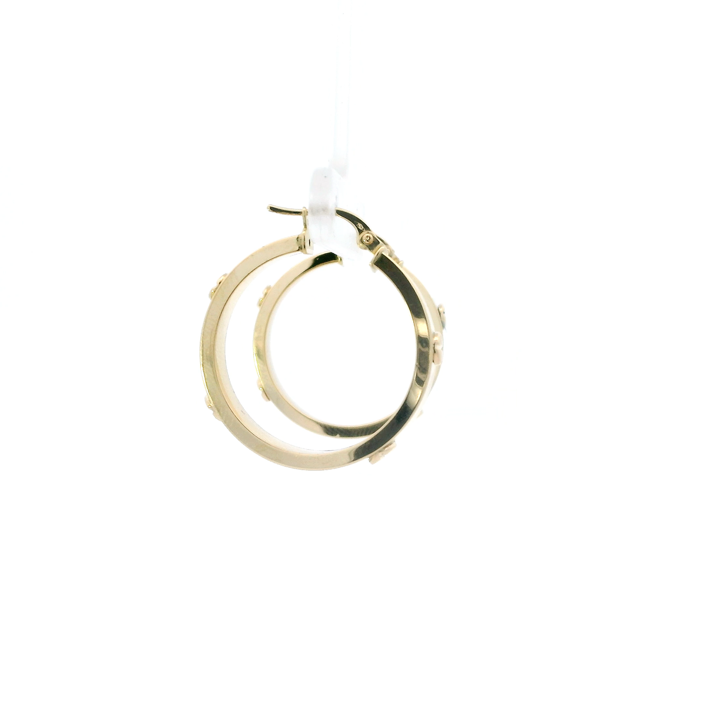 18K Yellow Gold Screw Design Hoop Earrings