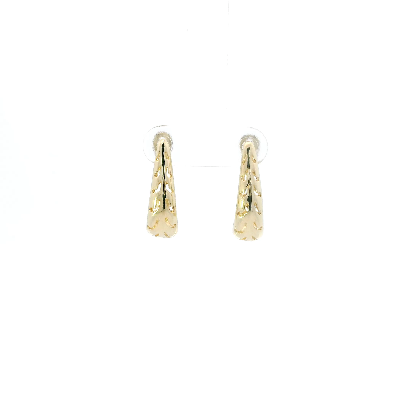 14K Yellow Gold Cut-Out Oblong Hoop Earrings