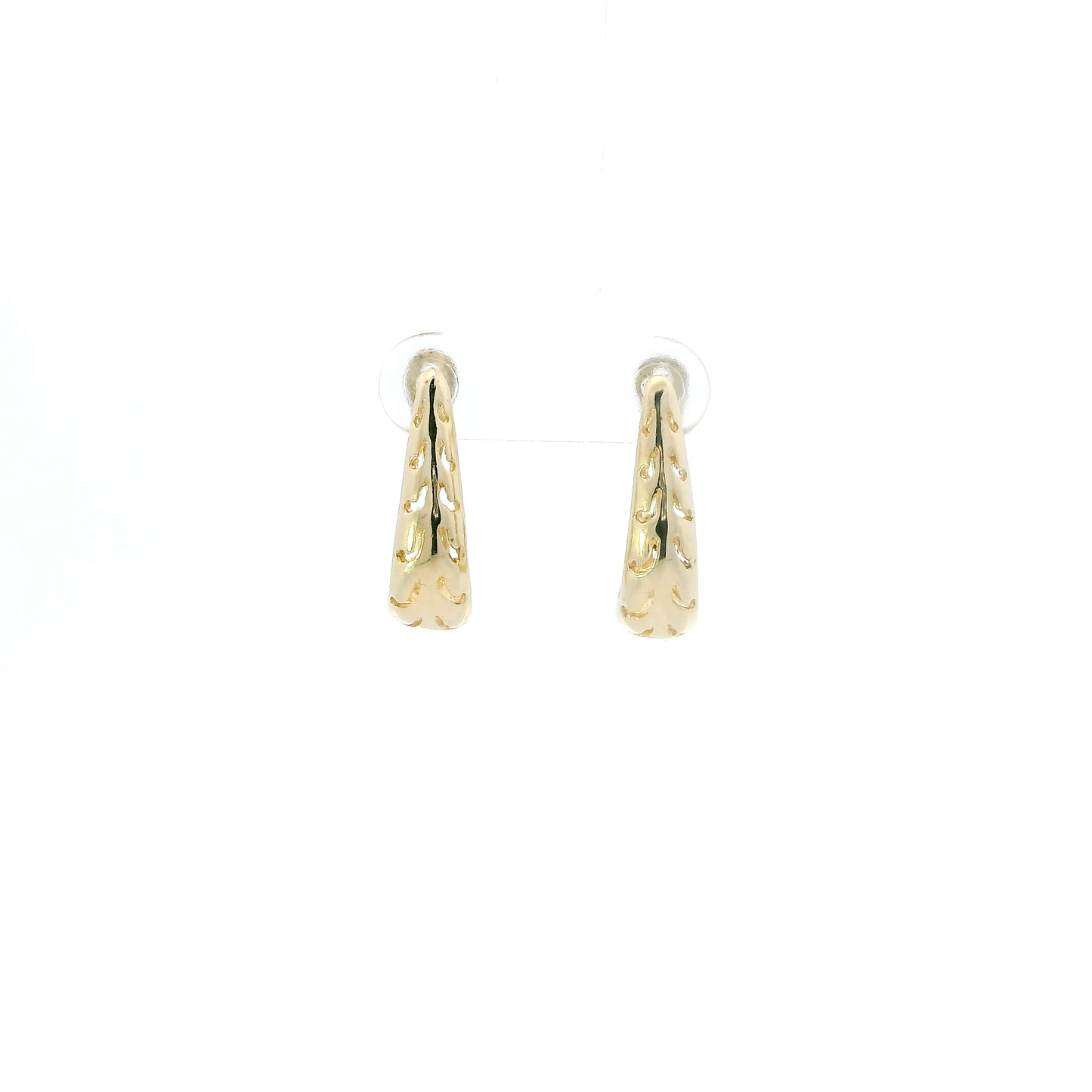 14K Yellow Gold Cut-Out Oblong Hoop Earrings