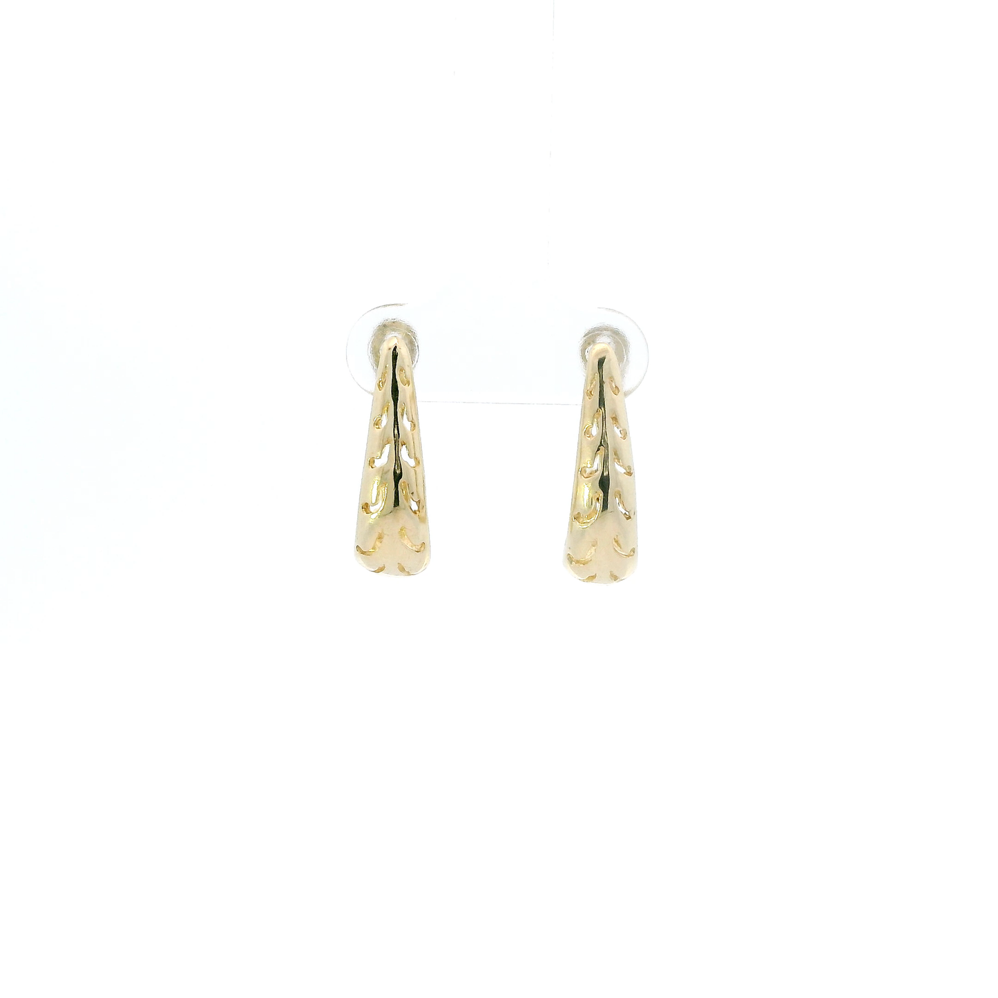 14K Yellow Gold Cut-Out Oblong Hoop Earrings