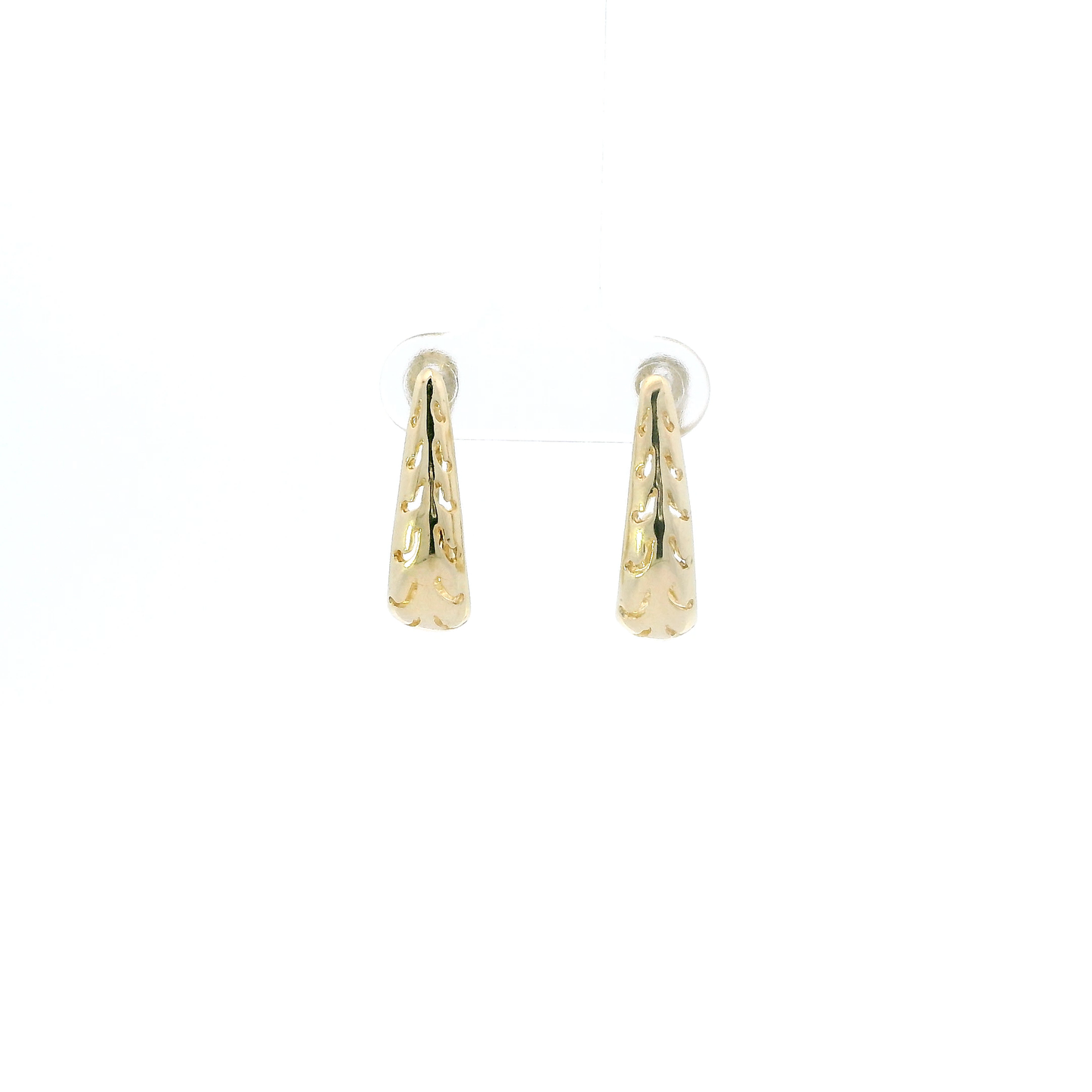 14K Yellow Gold Cut-Out Oblong Hoop Earrings