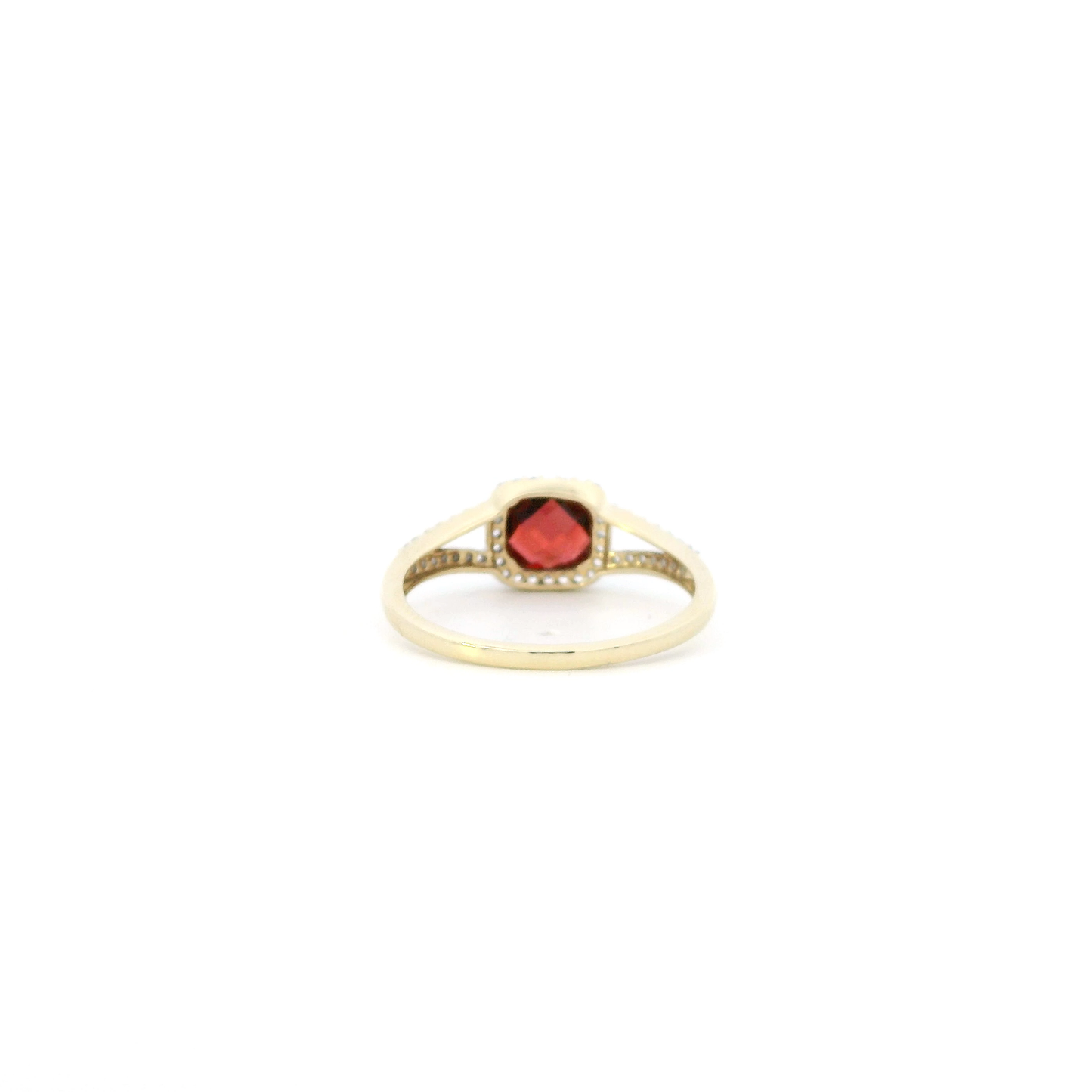 10K Yellow Gold Cush Garnet & Topaz Womens Ring