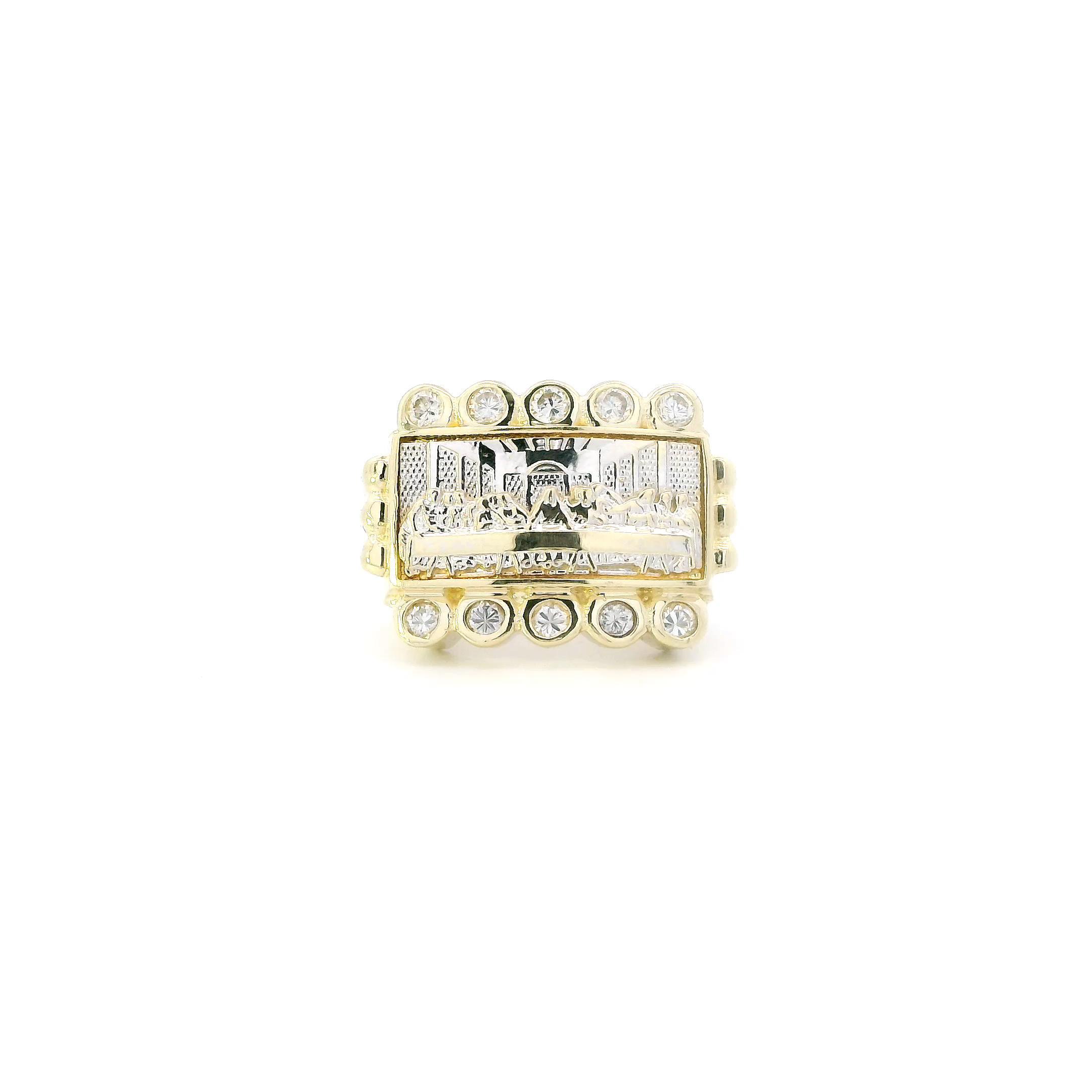 10K Yellow & White Gold Rectangle Last Supper Ring