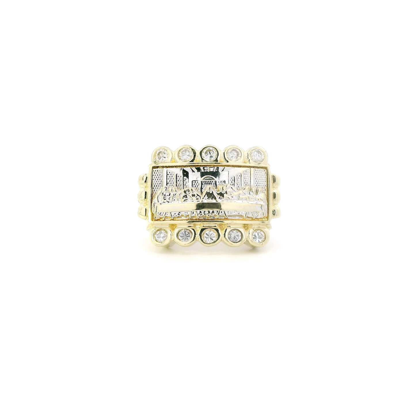 10K Yellow & White Gold Rectangle Last Supper Ring