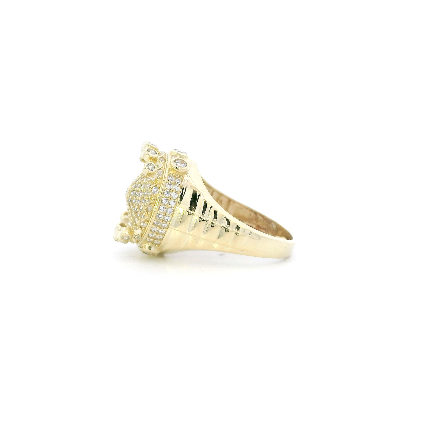 10K Yellow Gold Crown Rolex Mens Ring