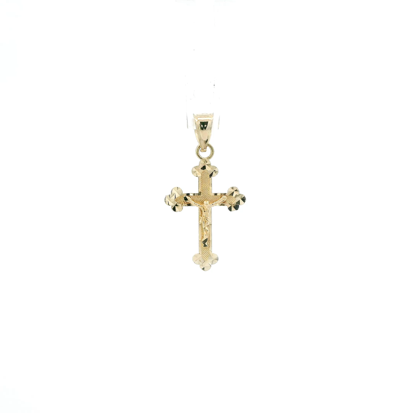 14K Yellow Gold Diamond Cut Crucifix Pendant