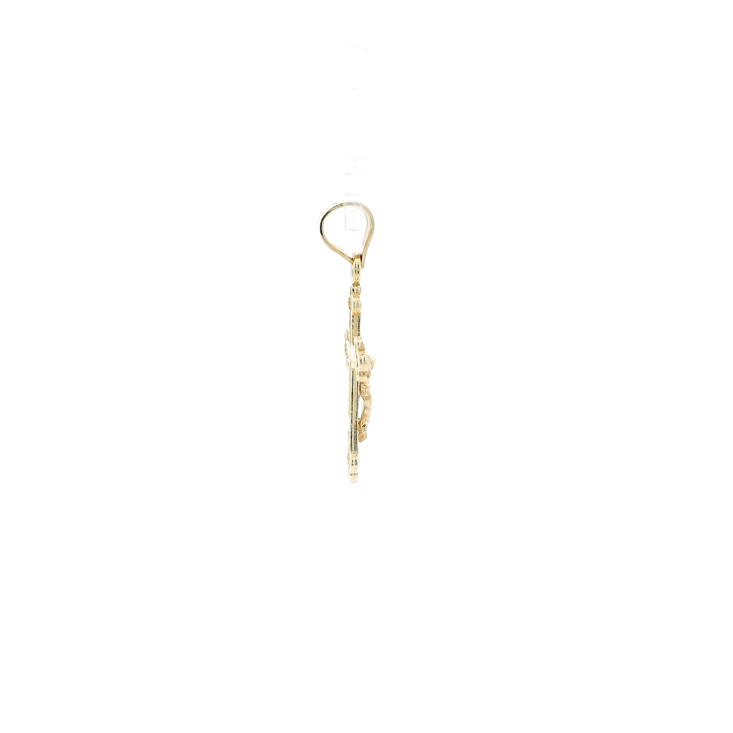 14K Yellow Gold Diamond Cut Crucifix Pendant