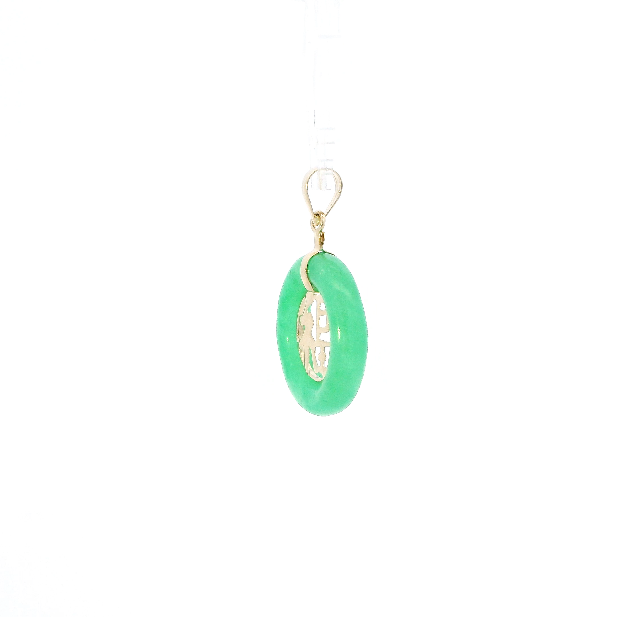14K Yellow Gold Jade Good Luck Symbol Pendant