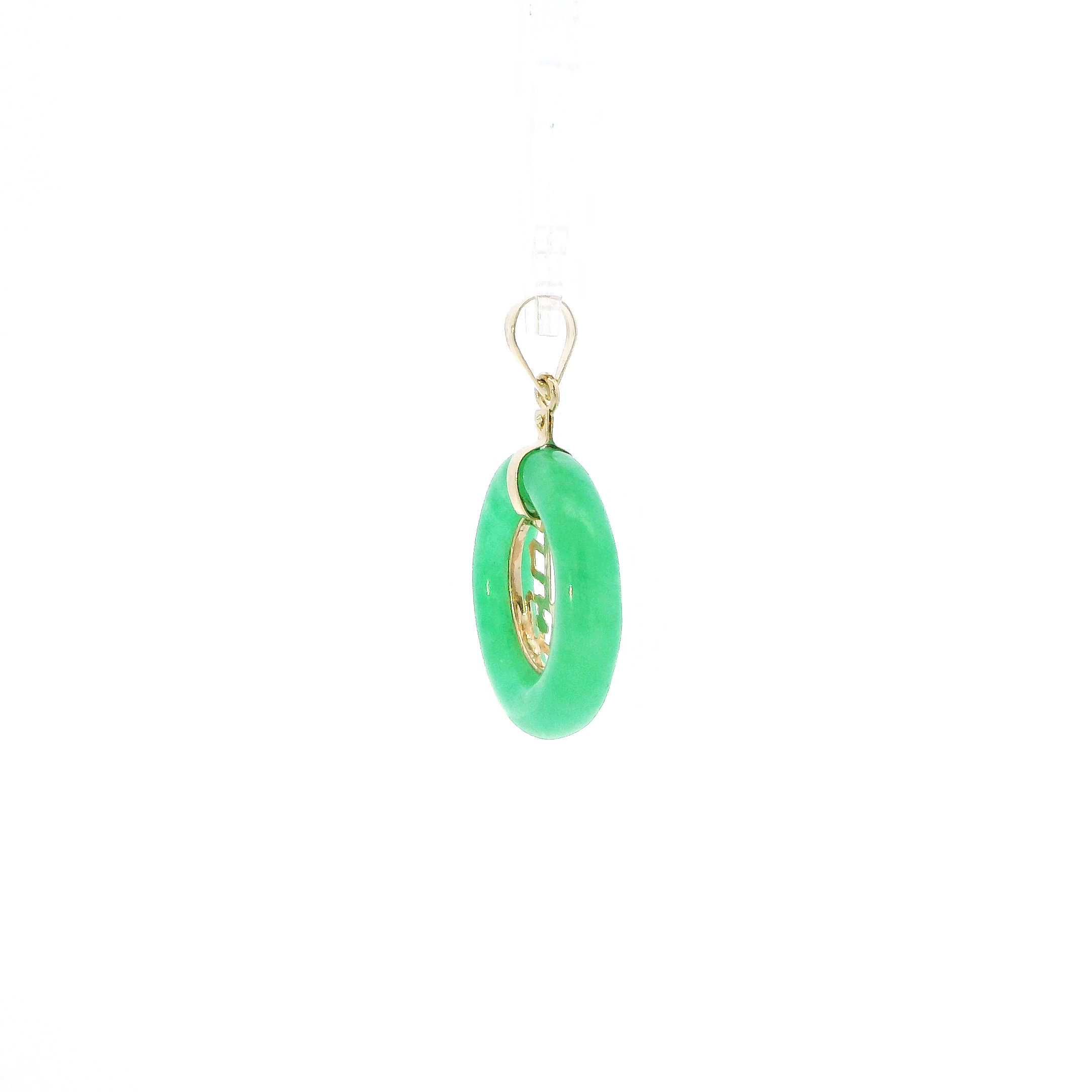 14K Yellow Gold Jade Good Luck Symbol Pendant