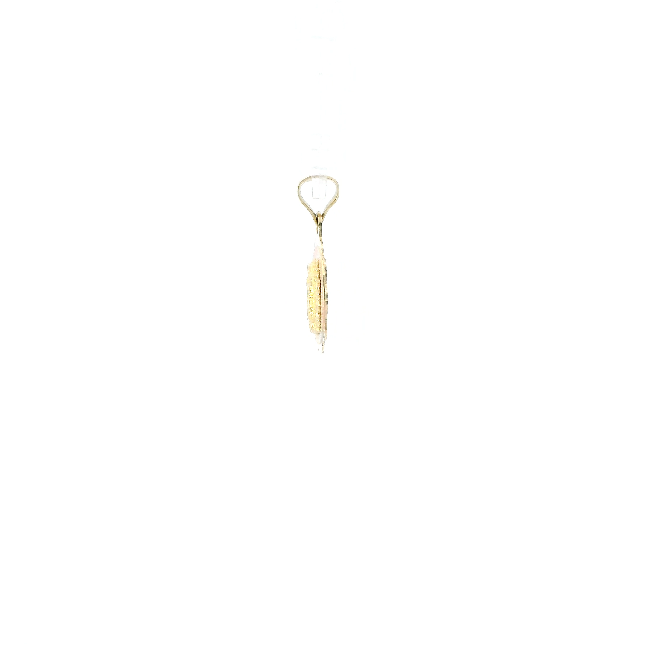 14K Tri Color Gold Flower Religious Pendant