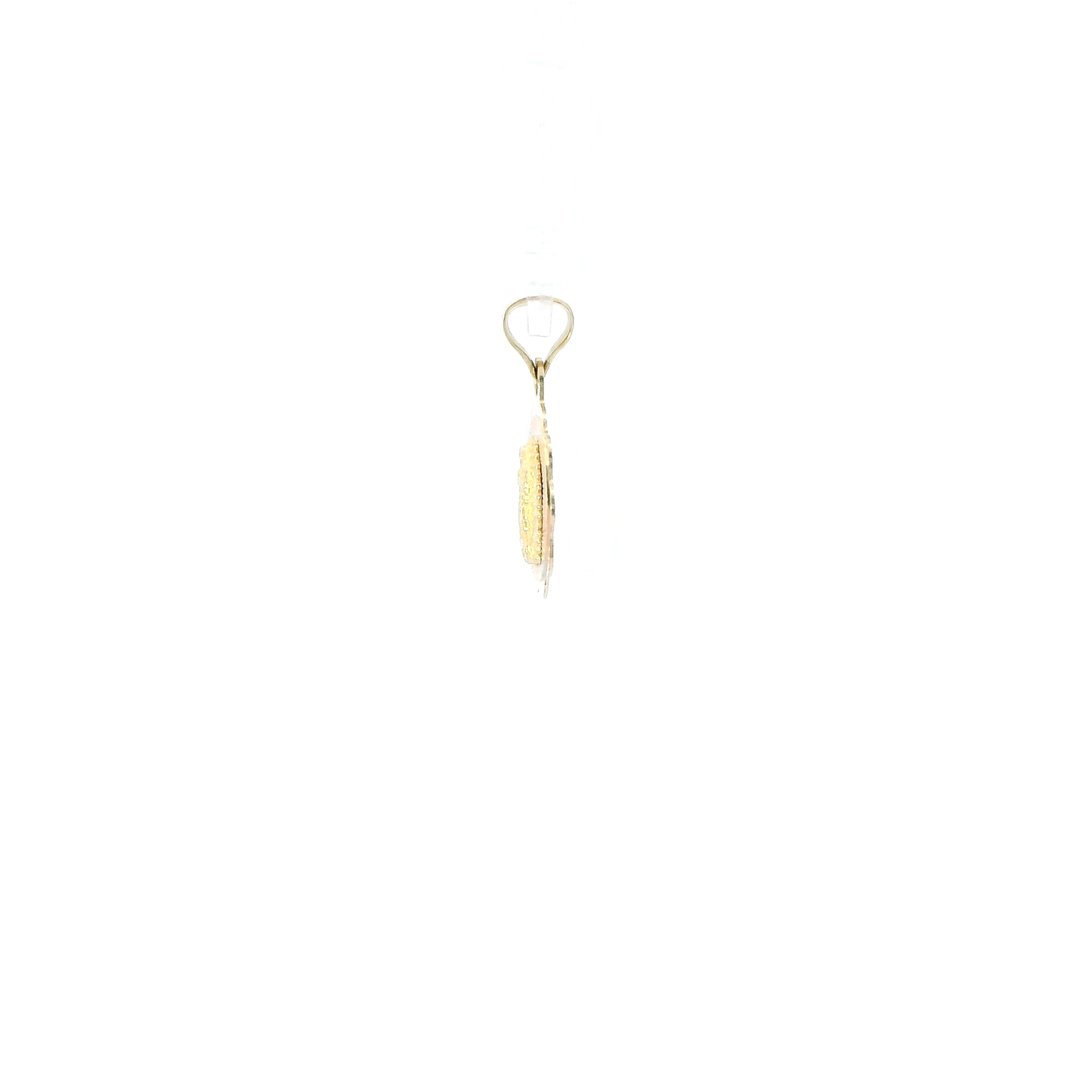 14K Tri Color Gold Flower Religious Pendant