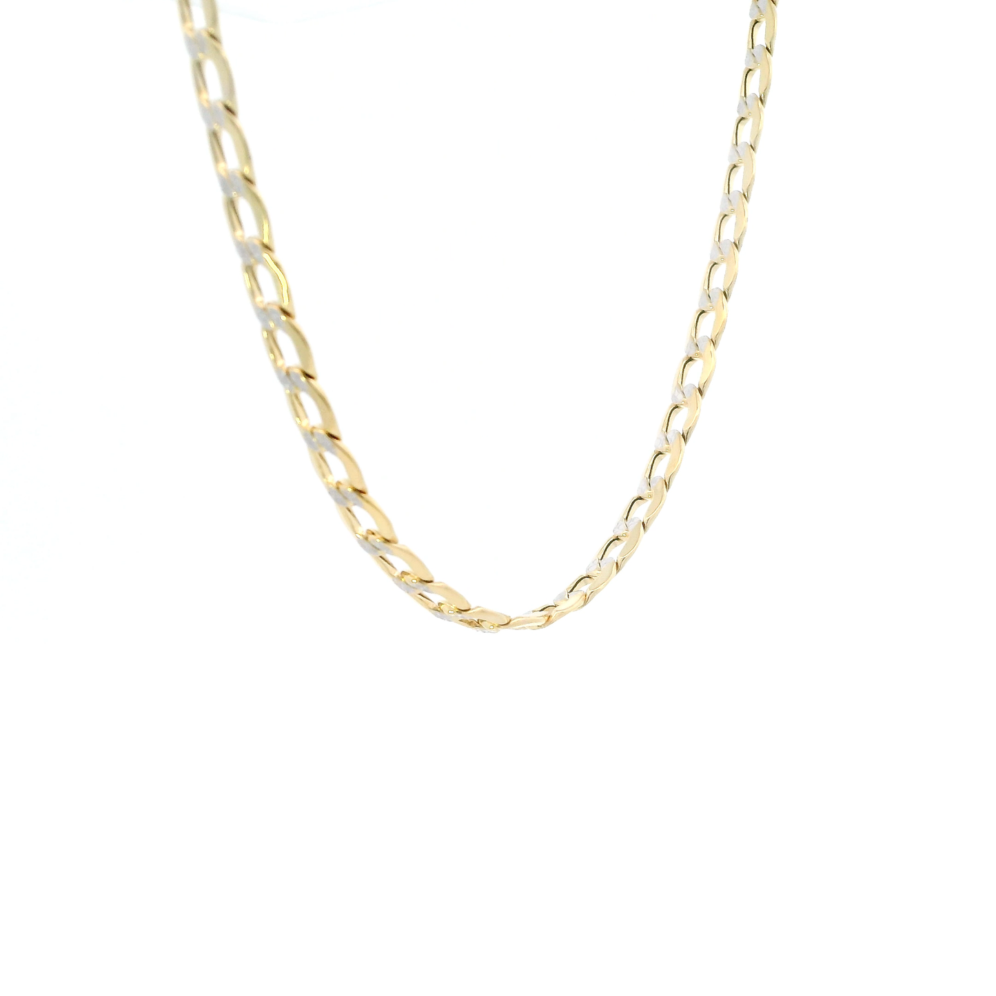 14K Yellow Gold 18" Diamond Cut Hollow Curb Chain
