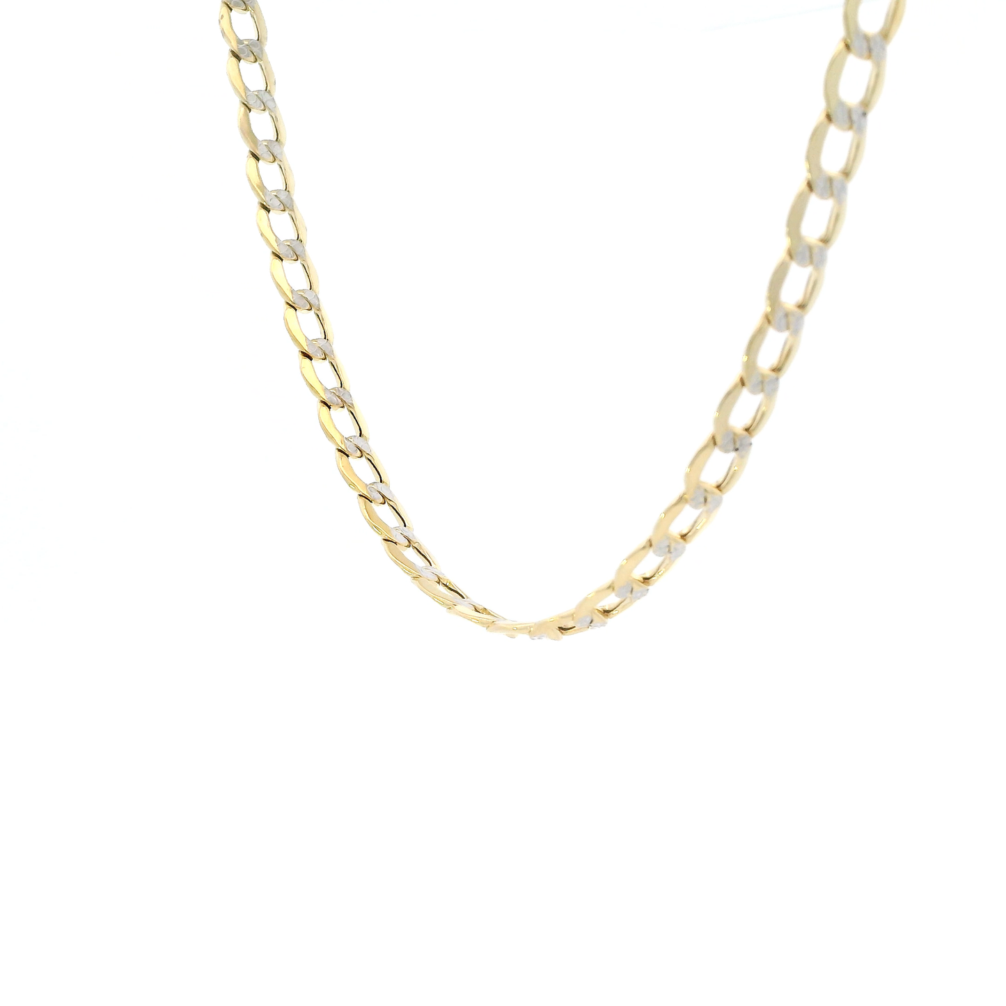 14K Yellow Gold 18" Diamond Cut Hollow Curb Chain