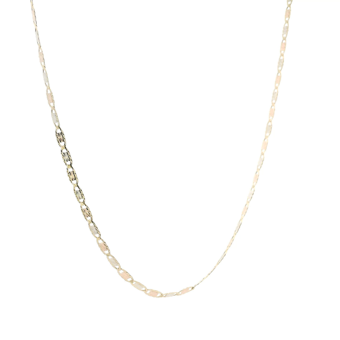 14K Tri Color Gold 16" Valentino Chain