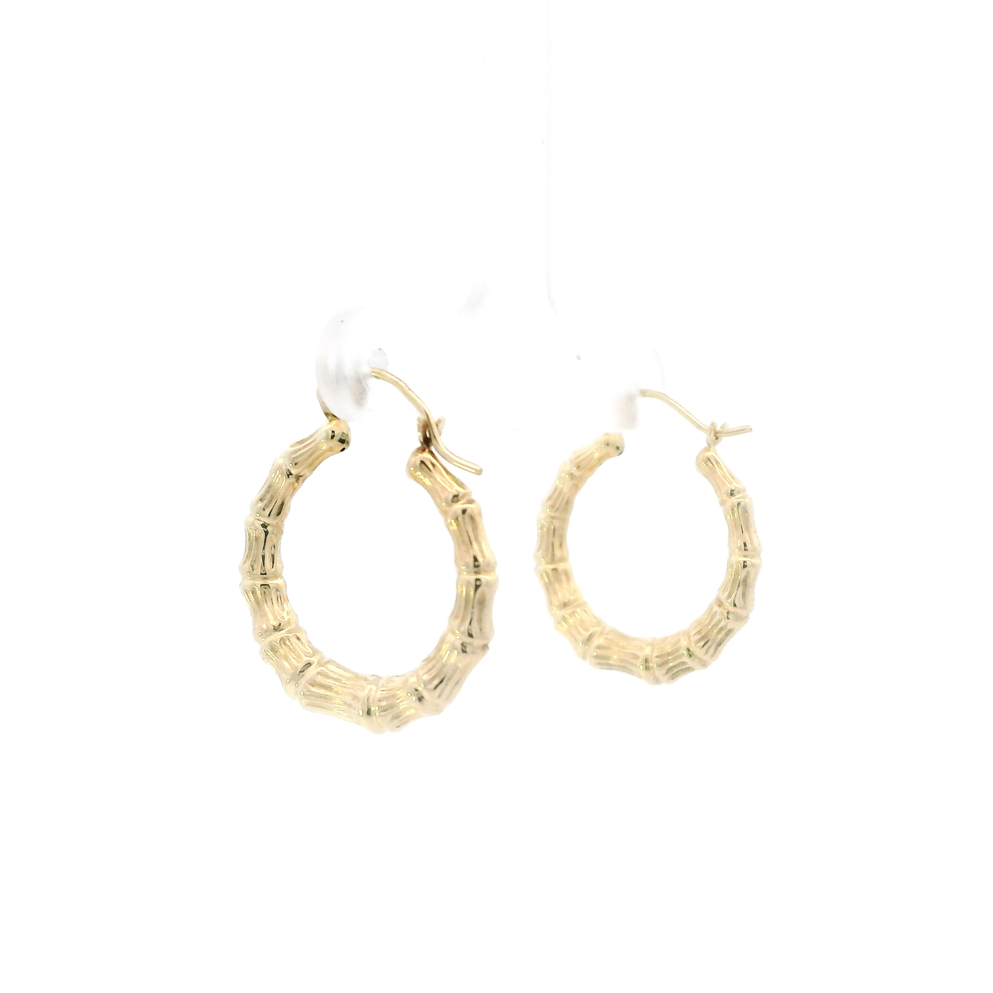 14K Yellow Gold Bamboo Hoop Earrings