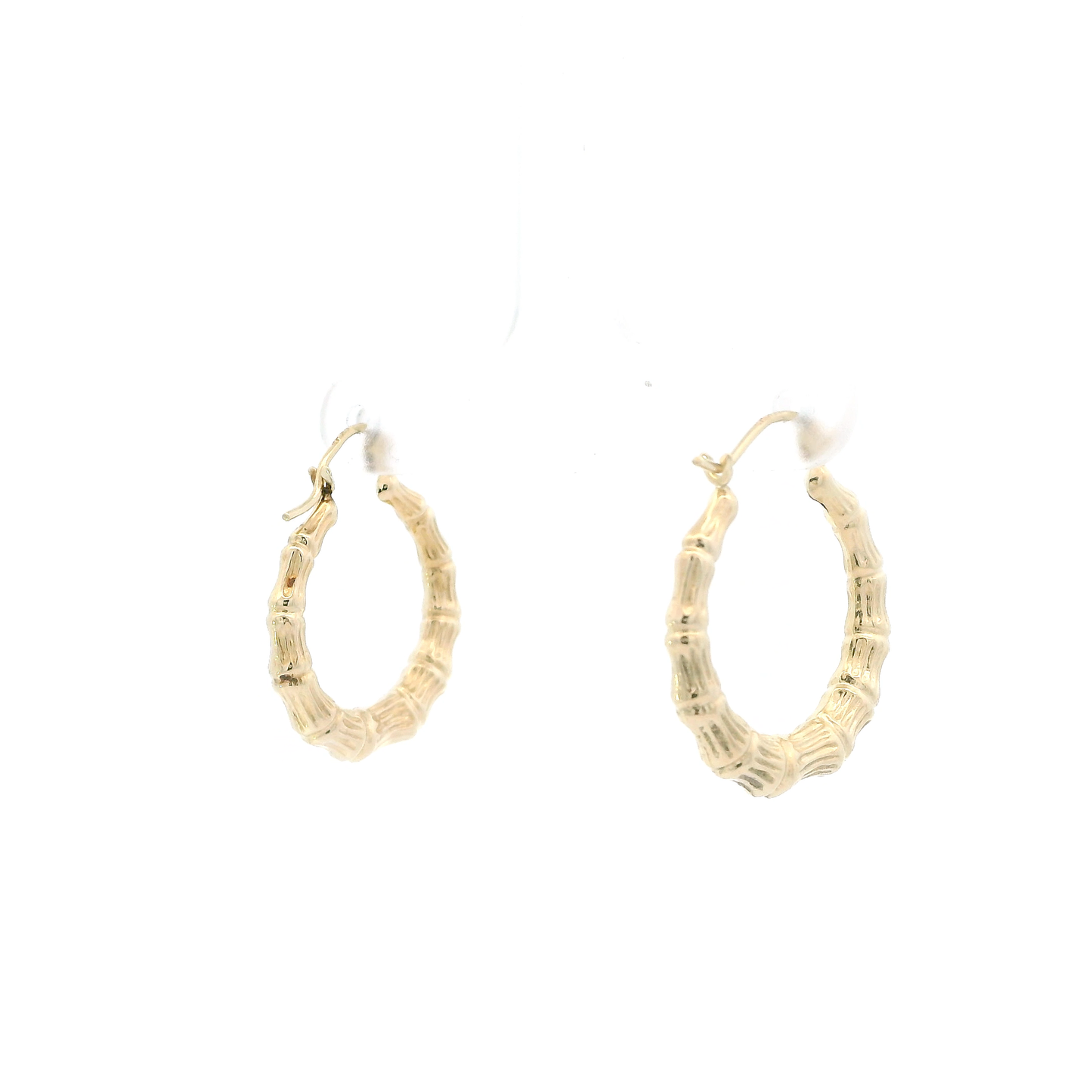 14K Yellow Gold Bamboo Hoop Earrings