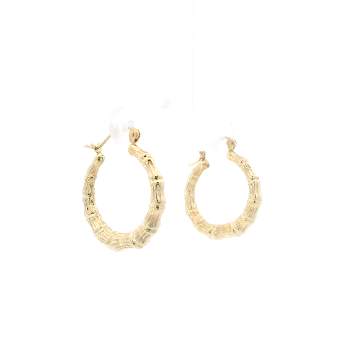 14K Yellow Gold Bamboo Hoop Earrings