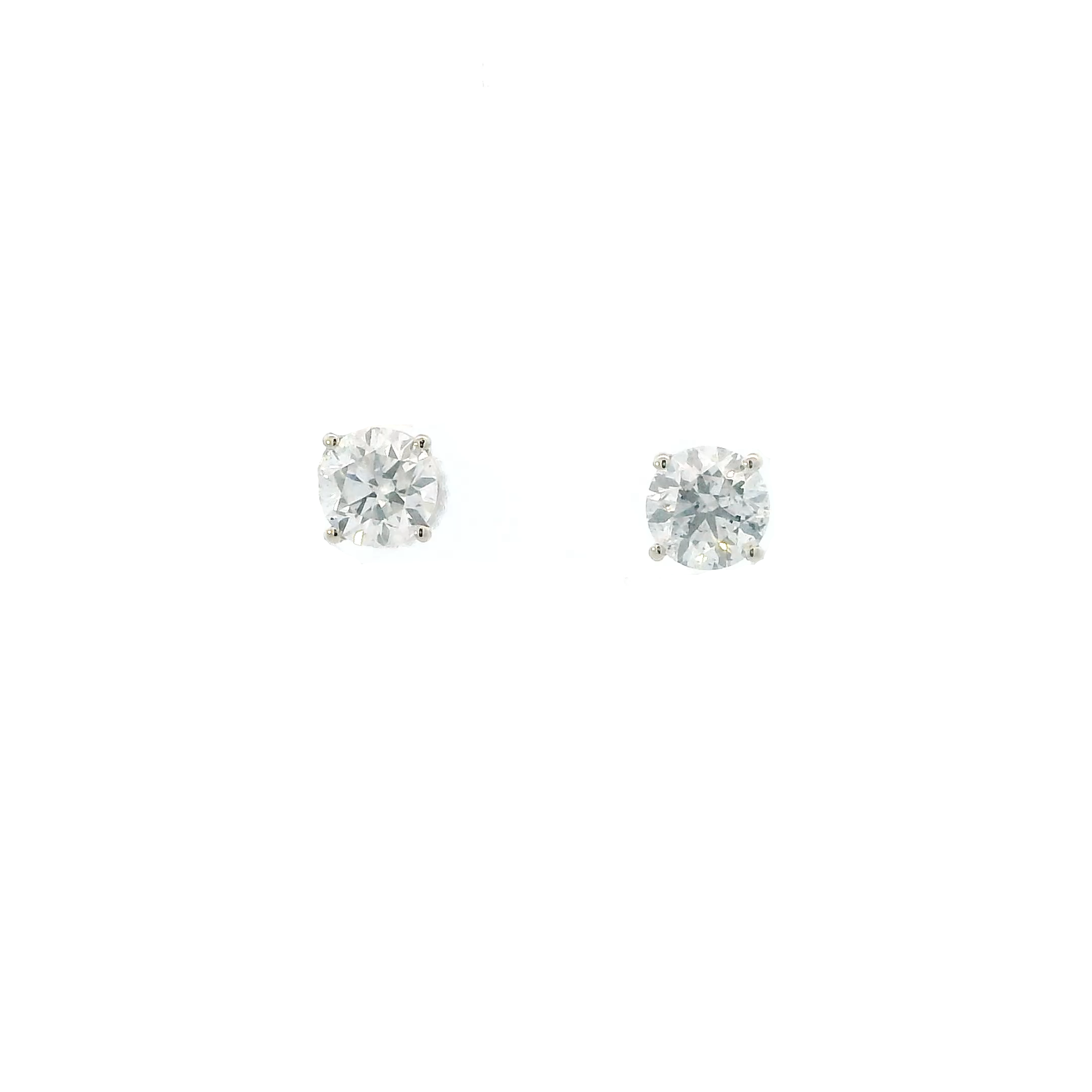 14K White Gold Diamond Solitaire Screwback Earrings - 1.60ct