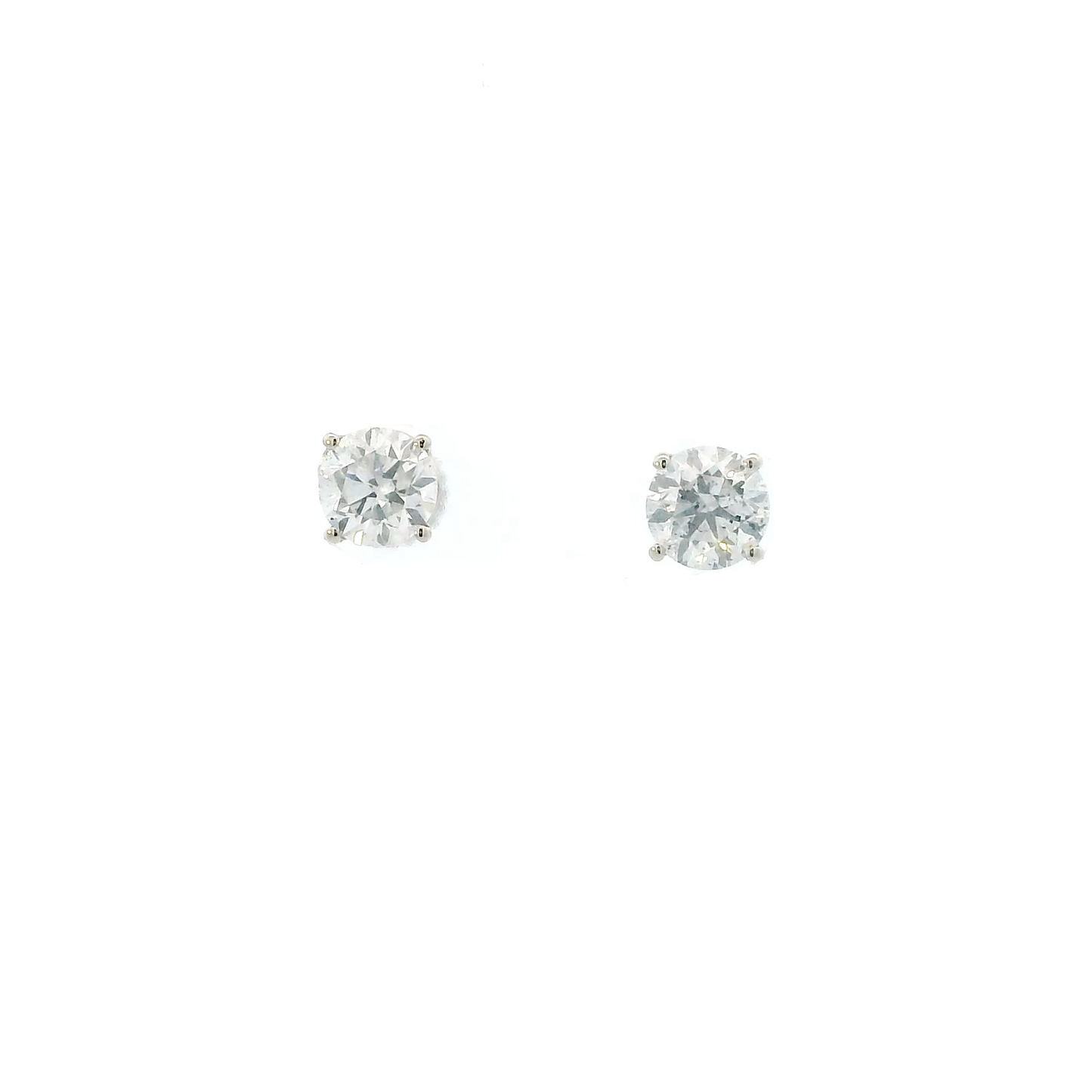 14K White Gold Diamond Solitaire Screwback Earrings - 1.60ct