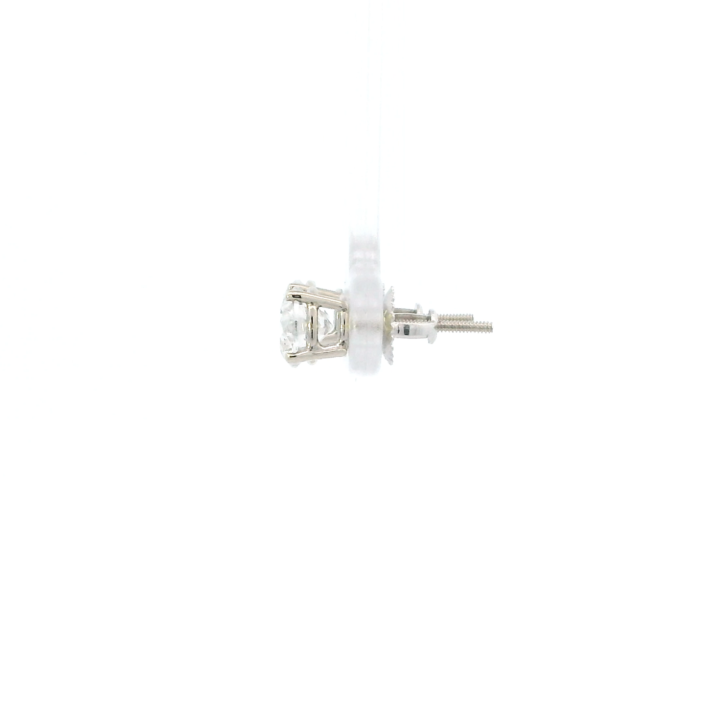 14K White Gold Diamond Solitaire Screwback Earrings - 1.60ct