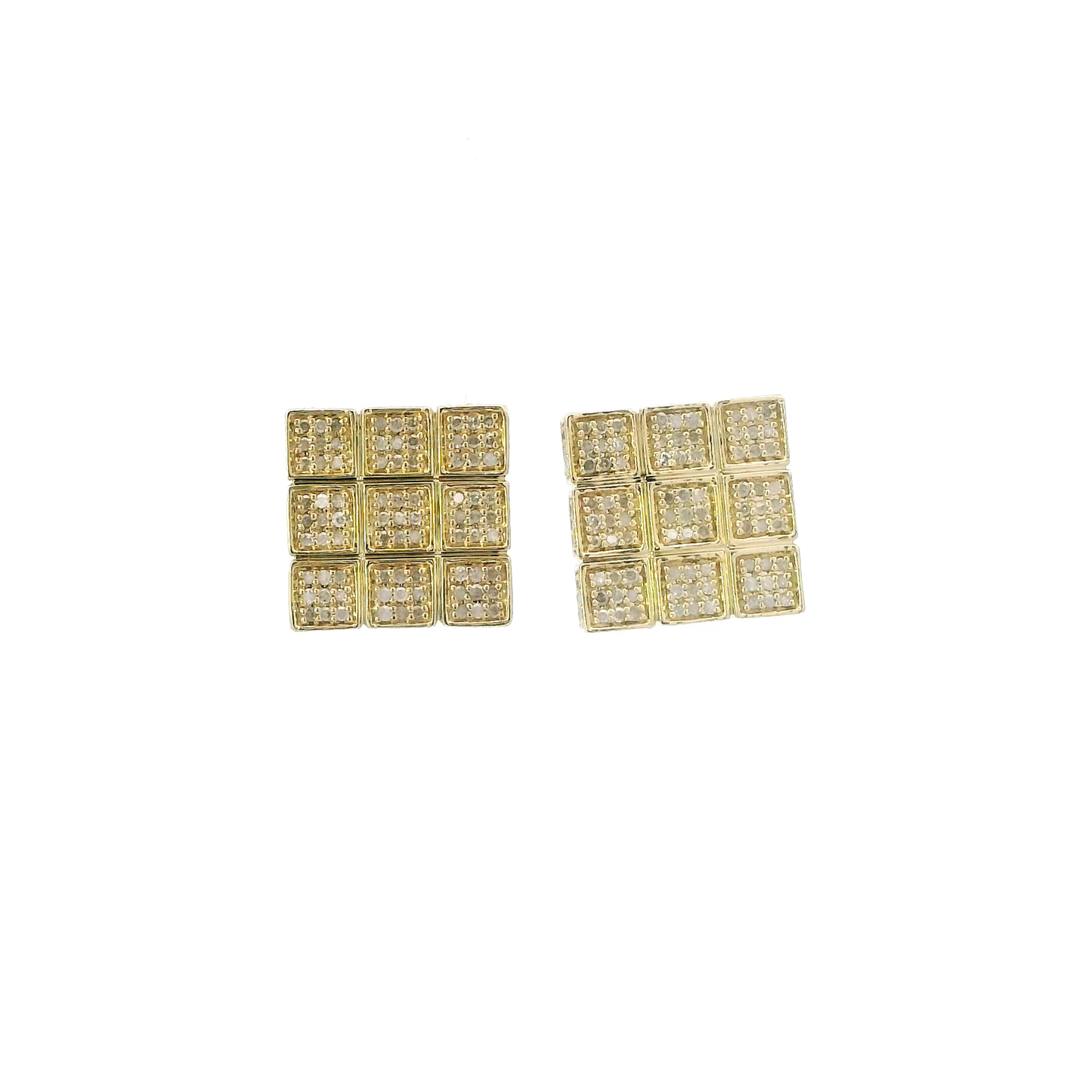 10K Yellow Gold Square Screw Back Earrings
