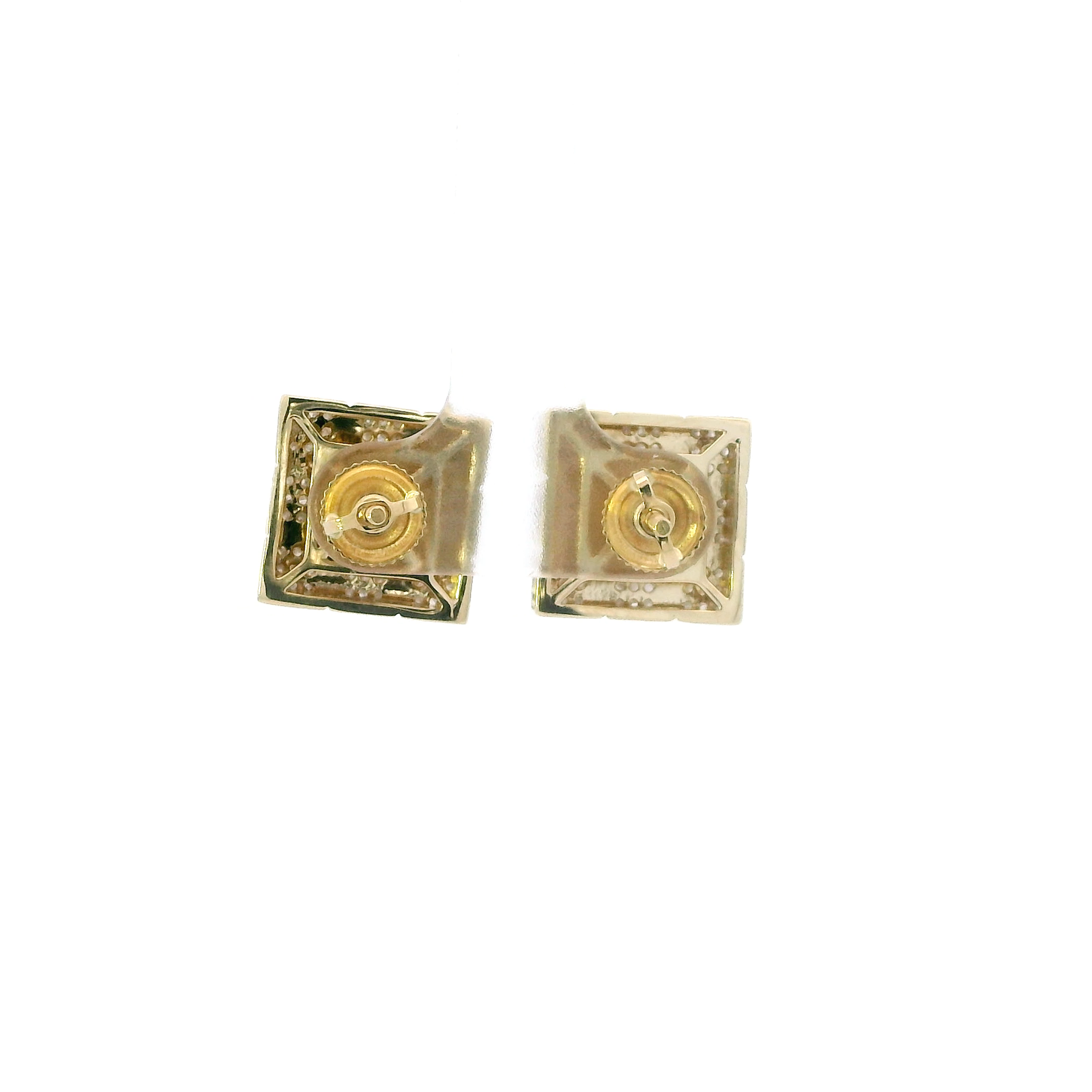 10K Yellow Gold Square Screw Back Earrings