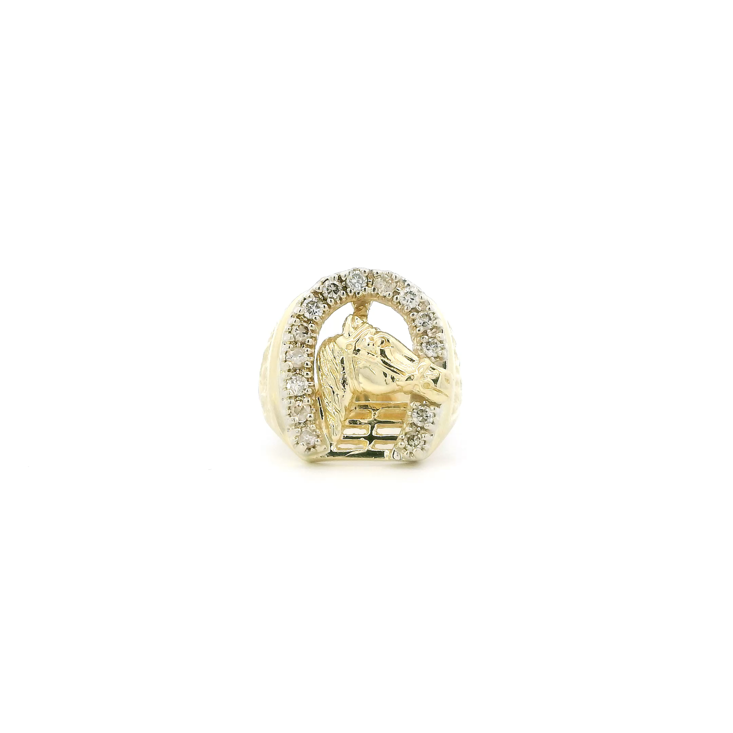 14K Yellow Gold Diamond Hose & Horseshoe Ring - 0.42ct